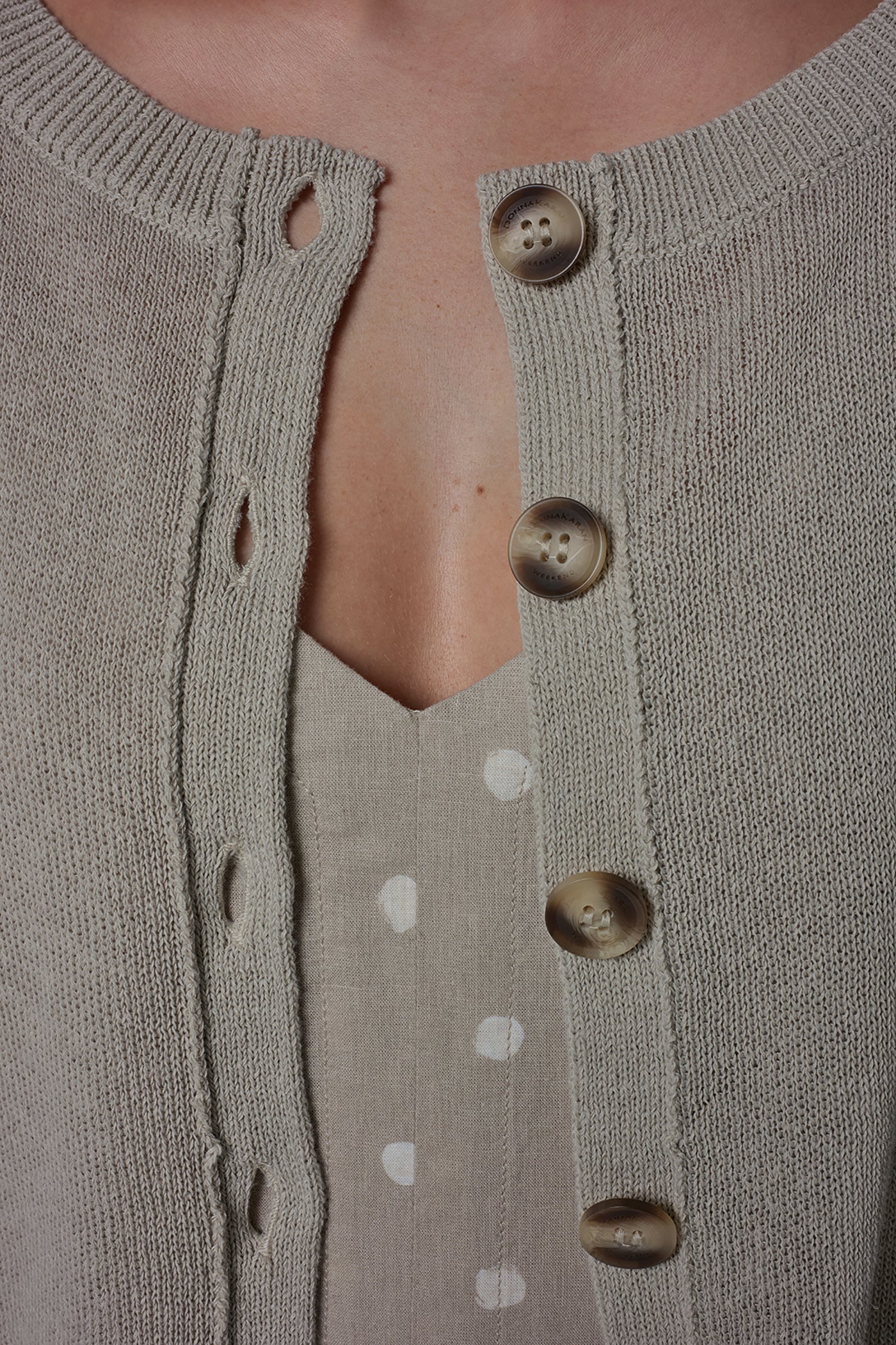 Sandstone SHORT SLEEVE EASY CARDIGAN Donna Karan