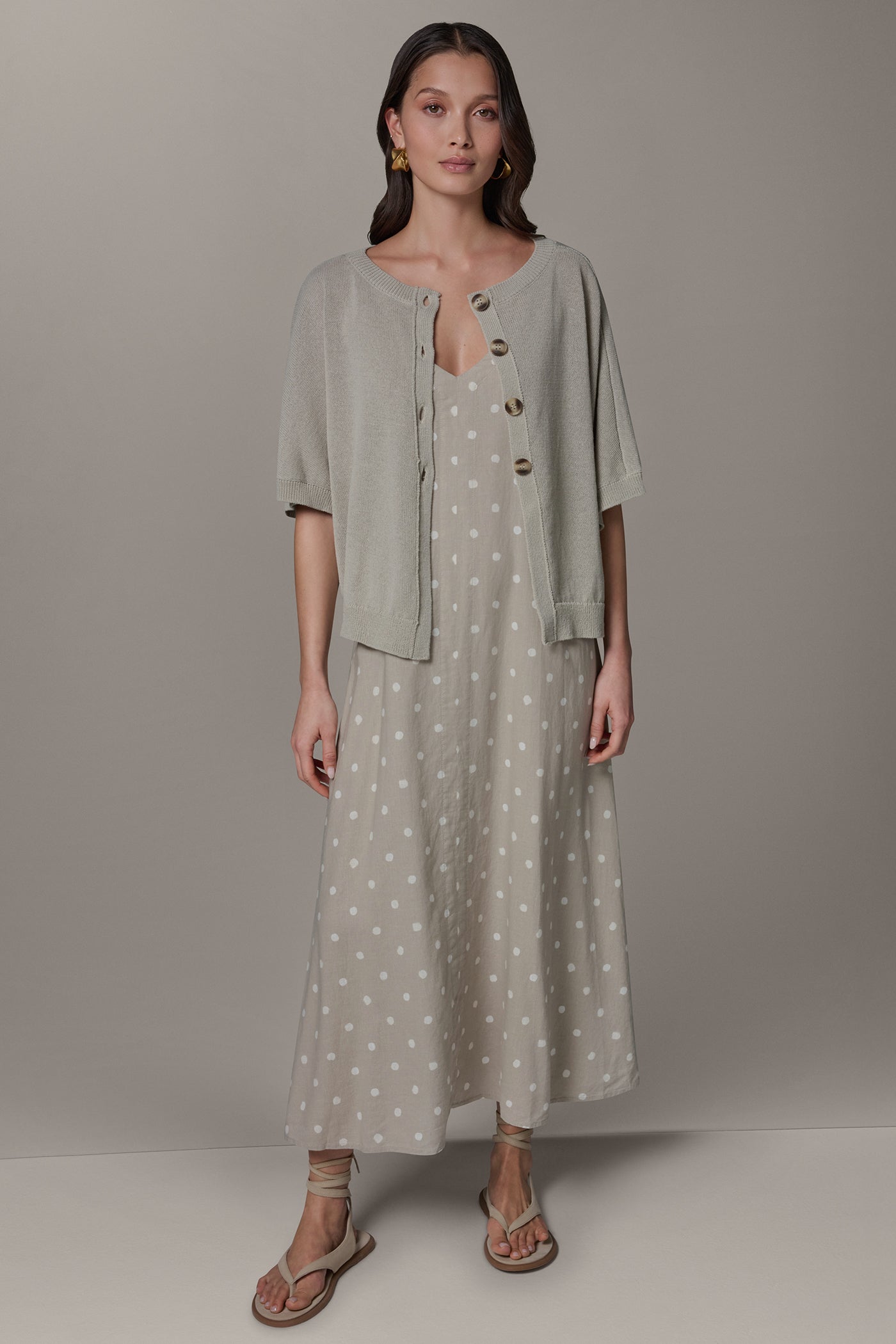 Sandstone SHORT SLEEVE EASY CARDIGAN Donna Karan