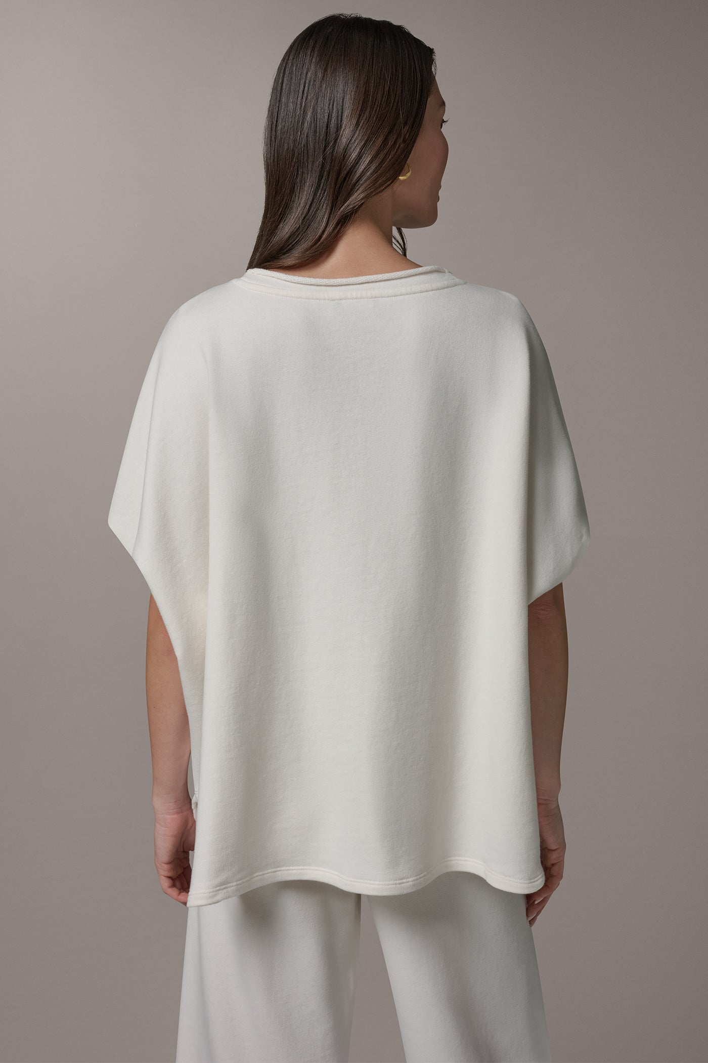 Cream SHORT SLEEVE BOATNECK PULLOVER Donna Karan