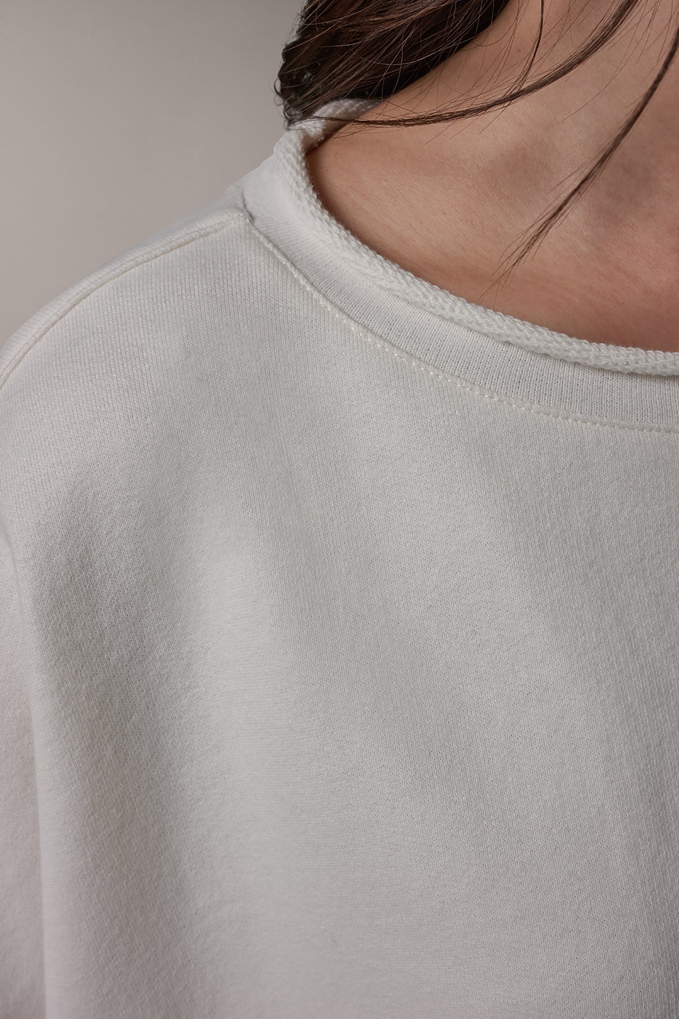 Cream SHORT SLEEVE BOATNECK PULLOVER Donna Karan