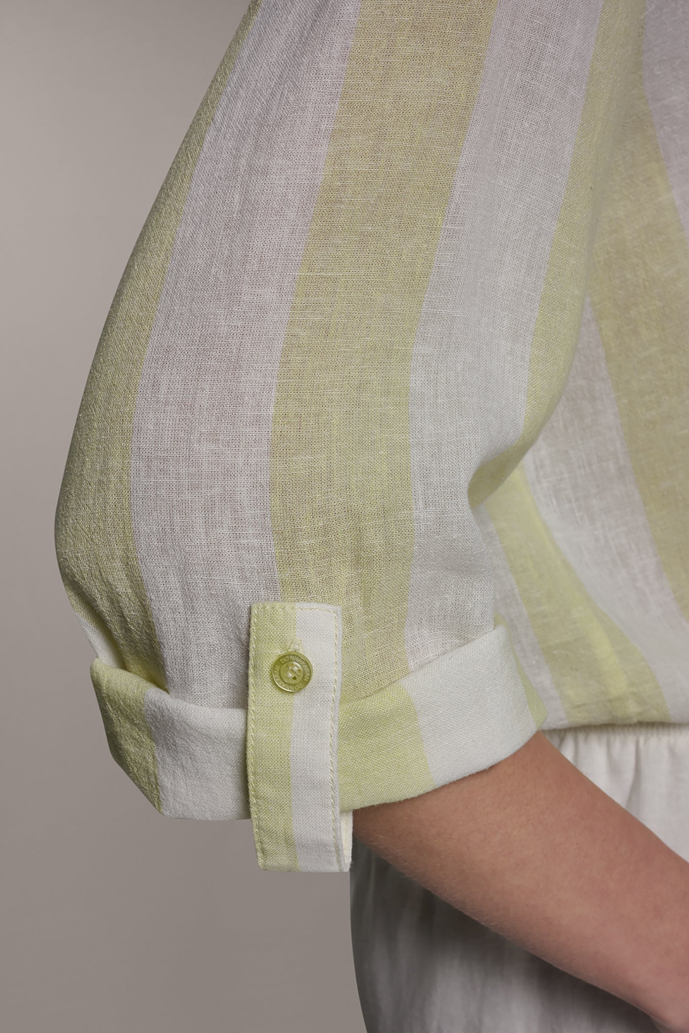 Limoncello/Cream LONG SLEEVE TIE-FRONT BLOUSE Donna Karan