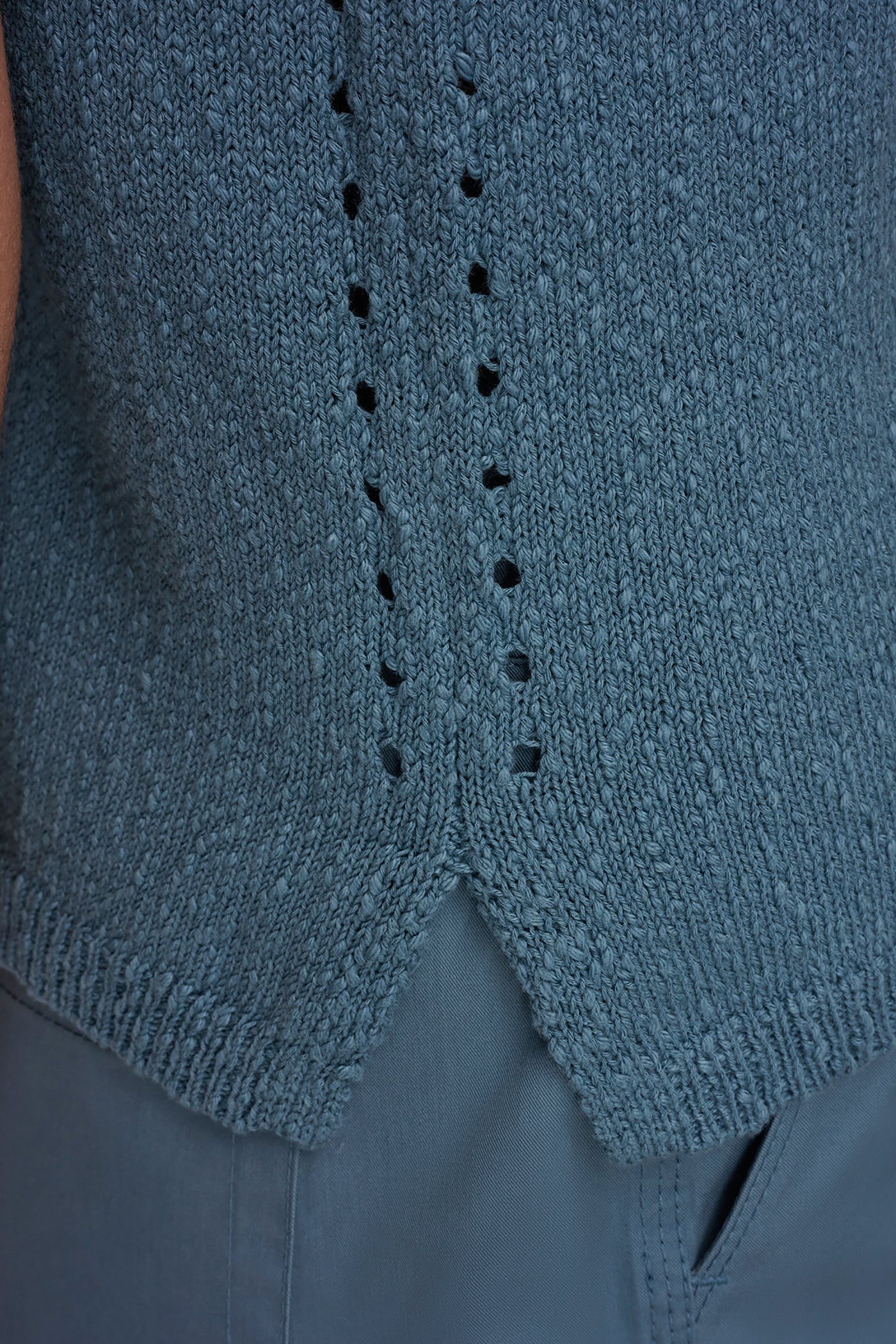 Washed Indigo SLEEVELESS POINTELLE STITCH TANK Donna Karan