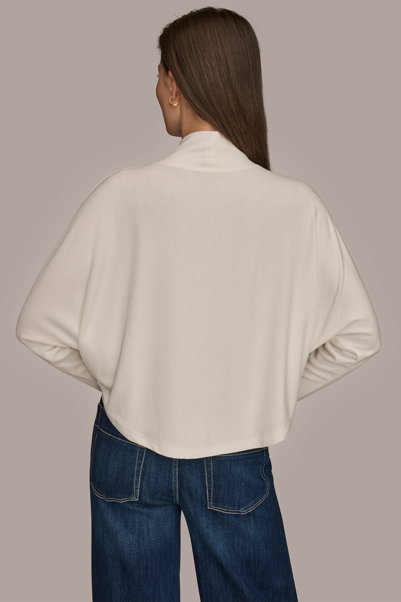 CREAM MOCK-NECK TOP Donna Karan