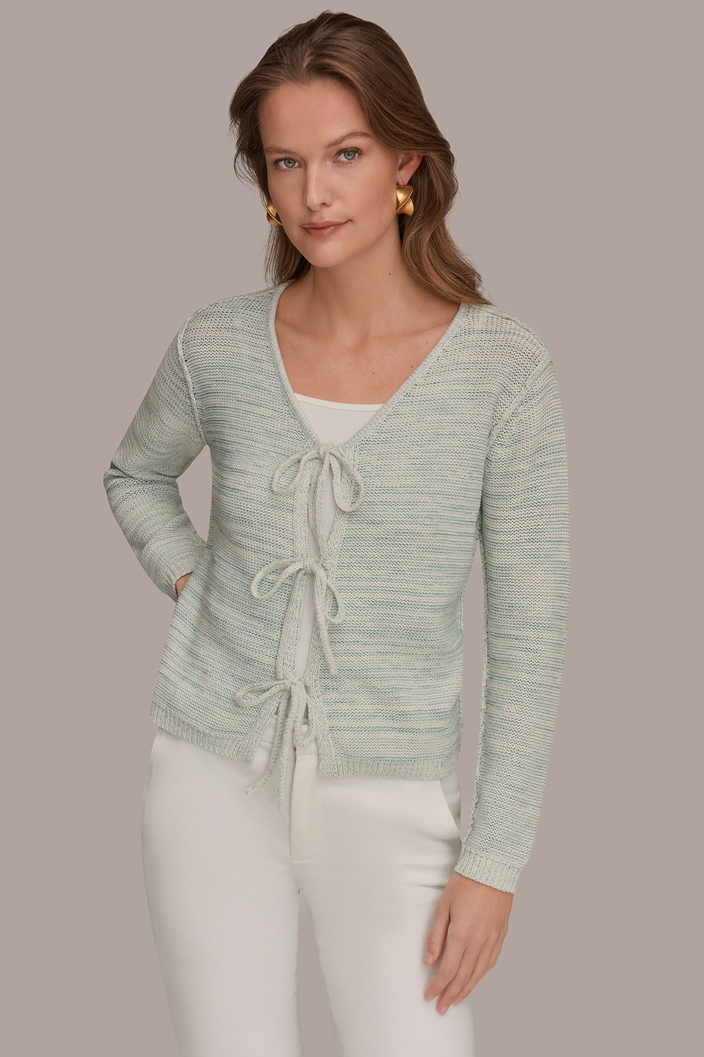 Skylight Combo TIE-FRONT CARDIGAN Donna Karan