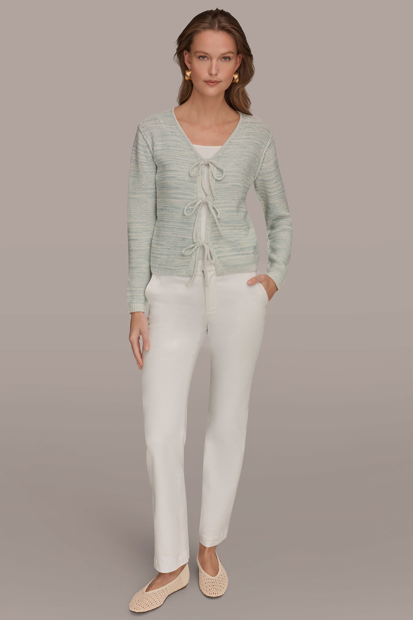 Skylight Combo TIE-FRONT CARDIGAN Donna Karan