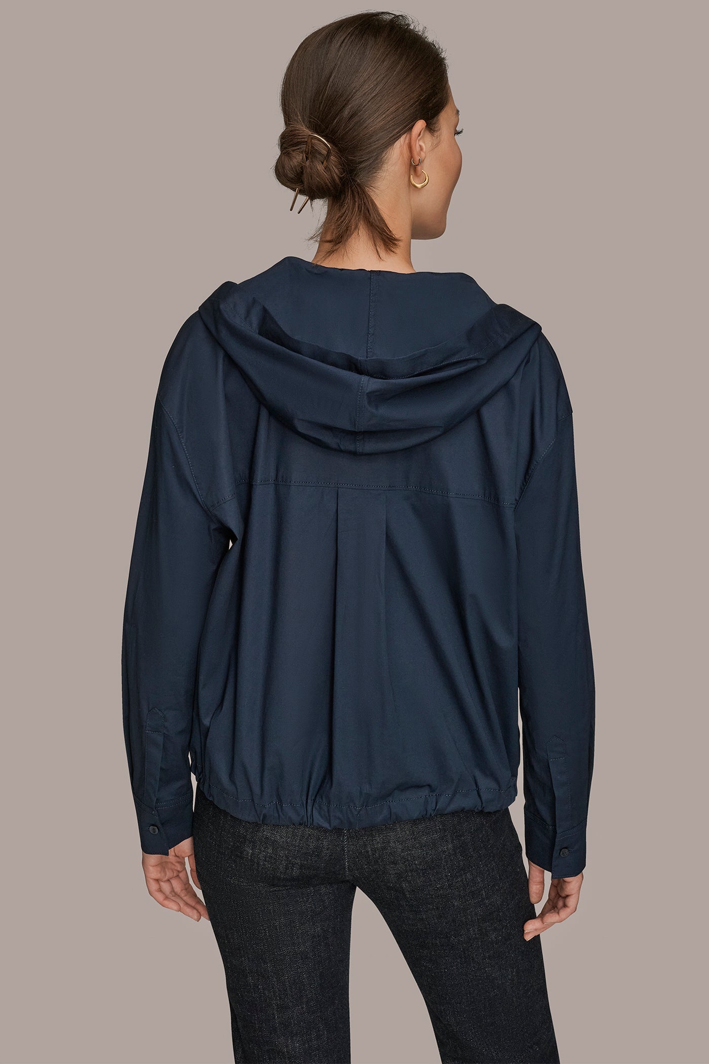 NIGHTFALL HOODED BUTTON-DOWN SHIRT Donna Karan