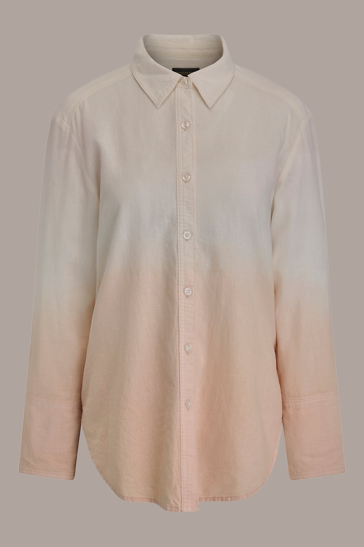 Snow Petal Dip Dye LINEN-BLEND DIP-DYED STRIPED SHIRT Donna Karan
