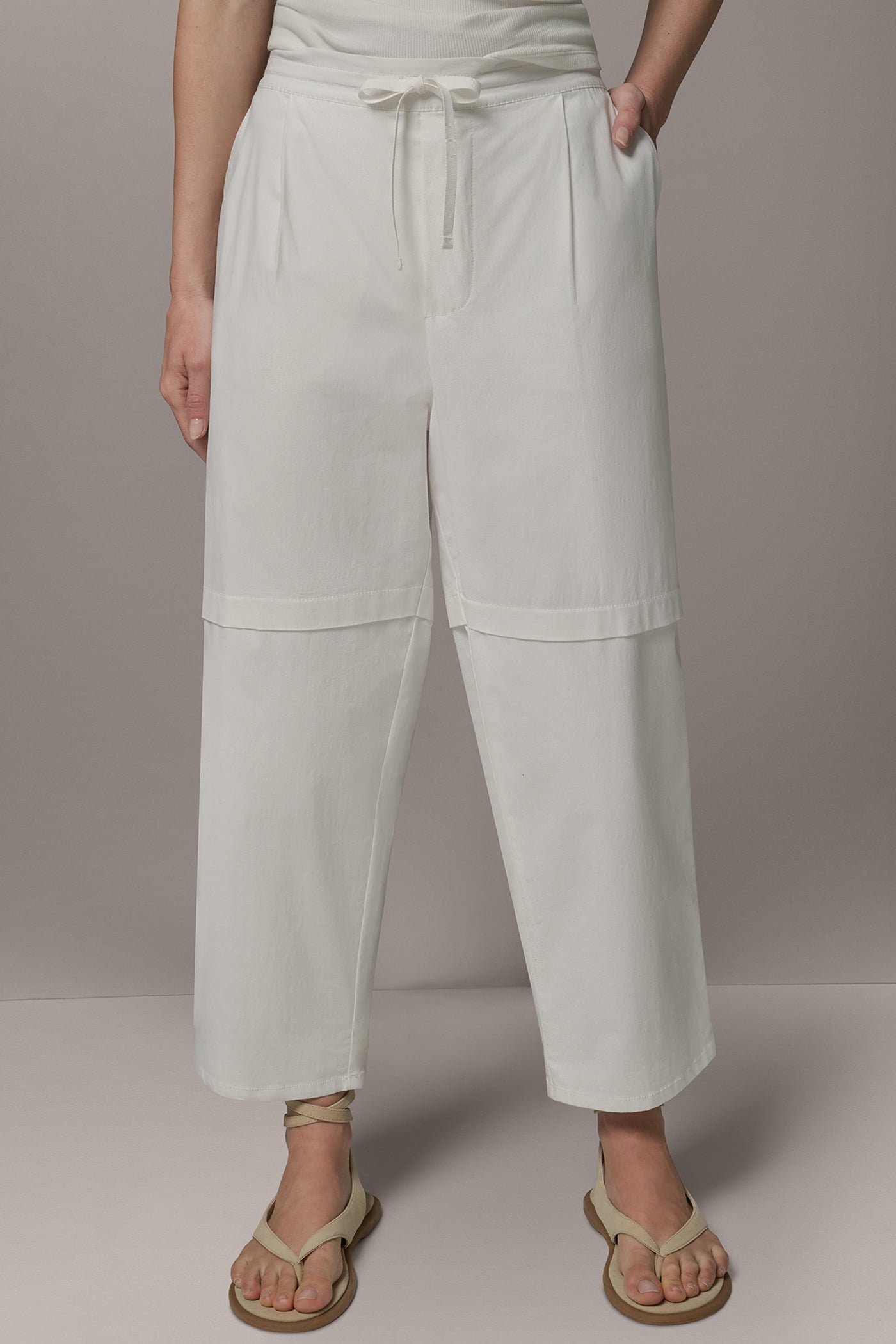 Cream PAPER POPLIN PANT Donna Karan