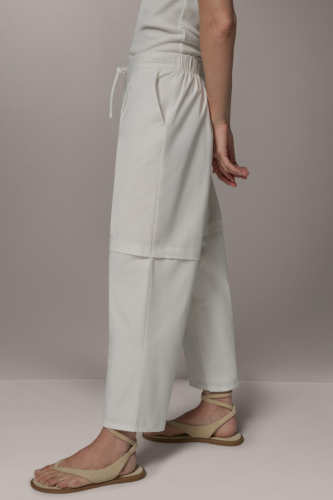 Cream PAPER POPLIN PANT Donna Karan