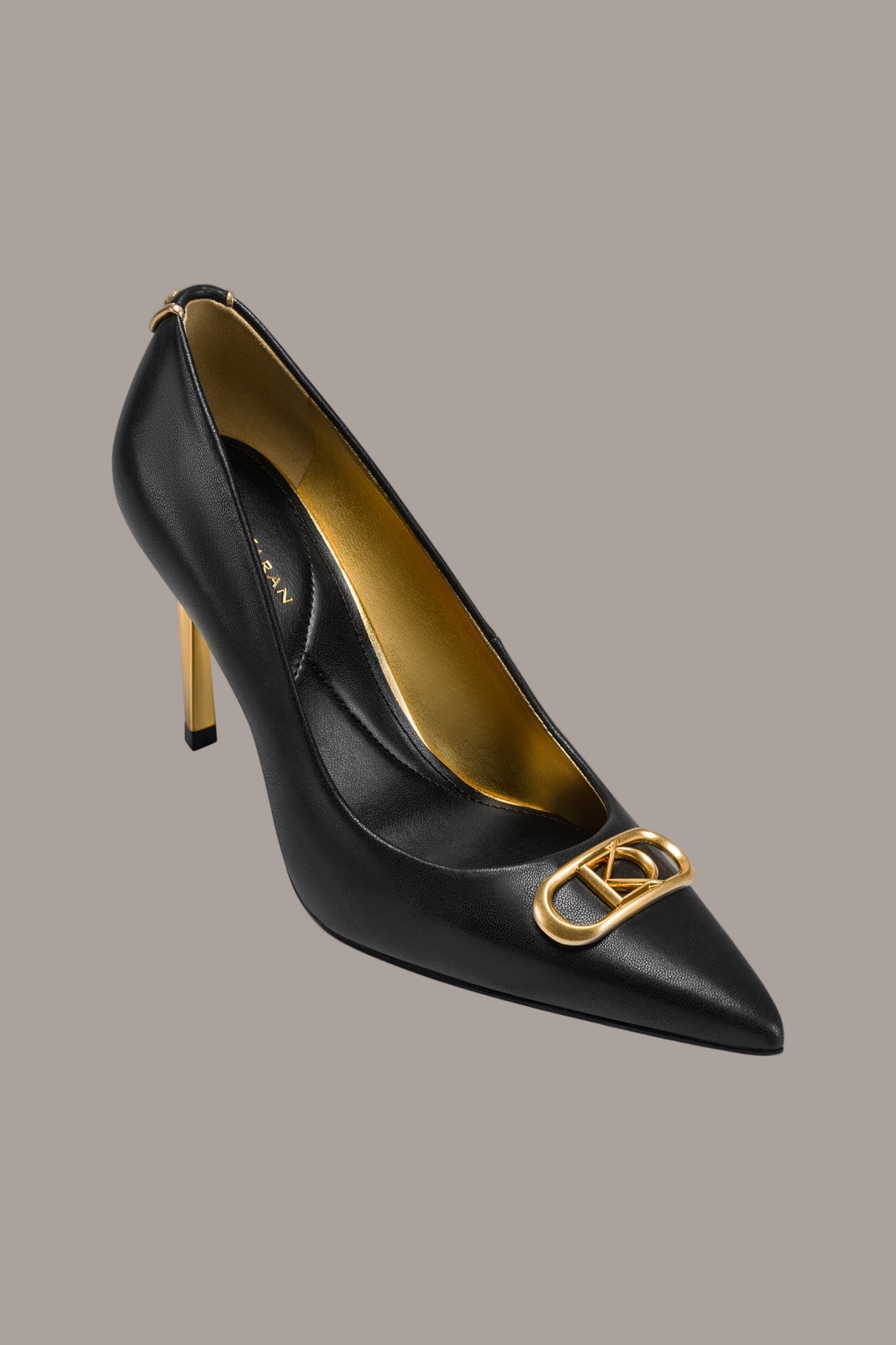 Black PANTHIA LOGO-EMBELLISHED HIGH PUMP Donna Karan