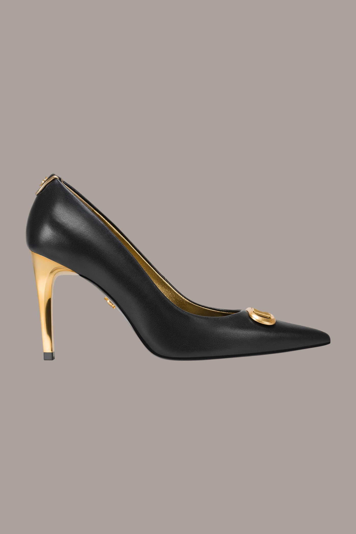 Black PANTHIA LOGO-EMBELLISHED HIGH PUMP Donna Karan