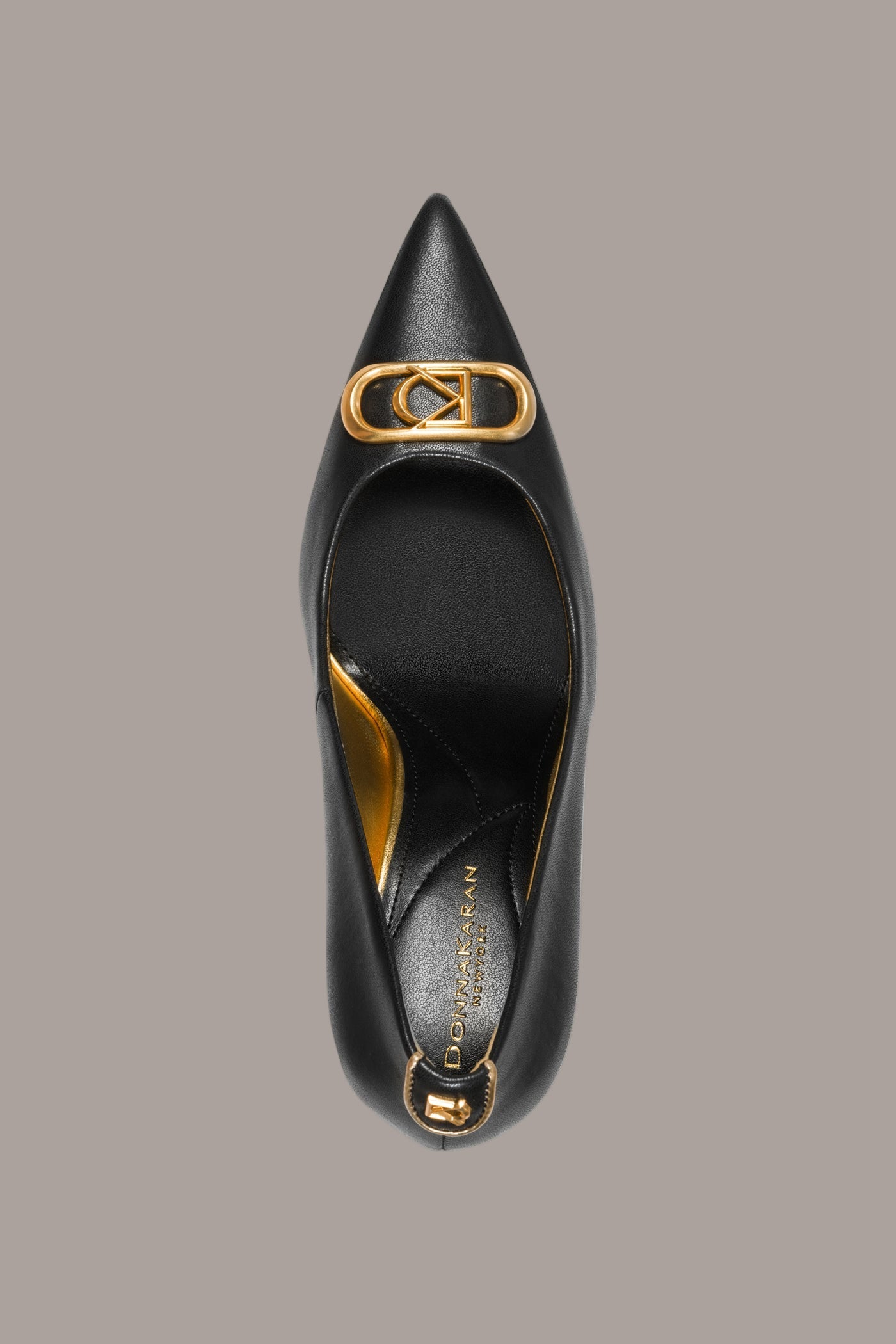 Black PANTHIA LOGO-EMBELLISHED HIGH PUMP Donna Karan