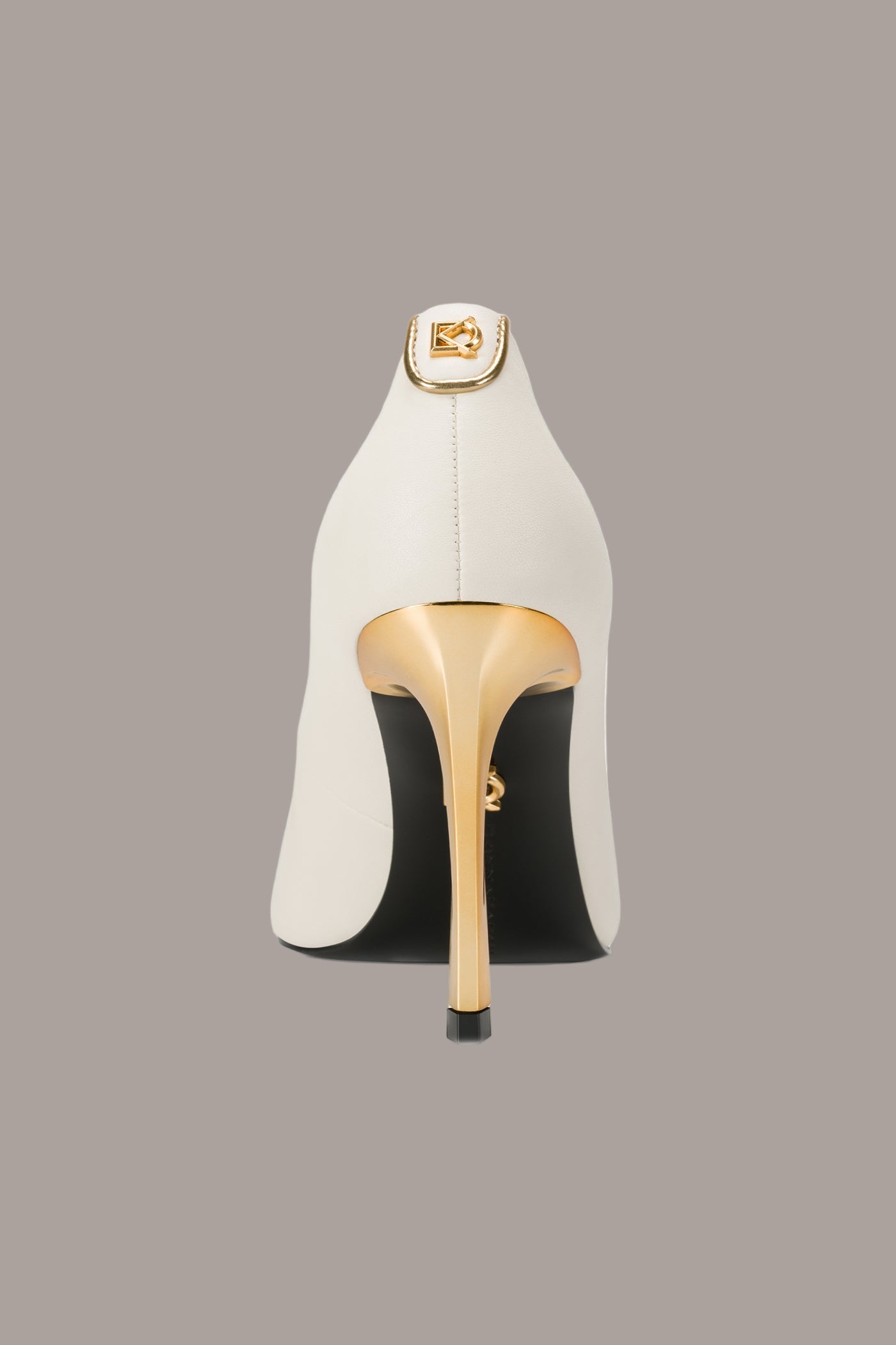 IVORY PANTHIA LOGO-EMBELLISHED HIGH PUMP Donna Karan