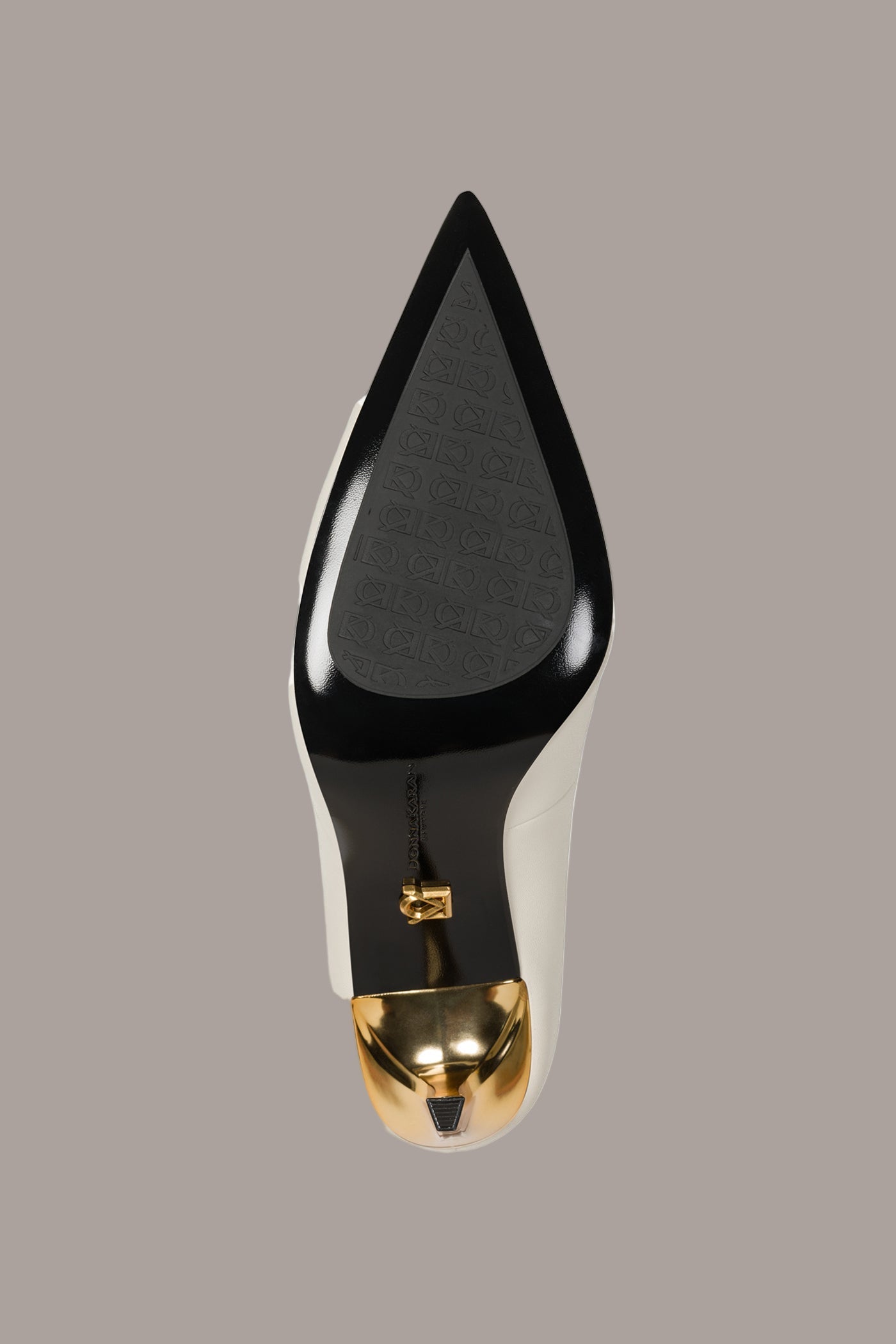 IVORY PANTHIA LOGO-EMBELLISHED HIGH PUMP Donna Karan