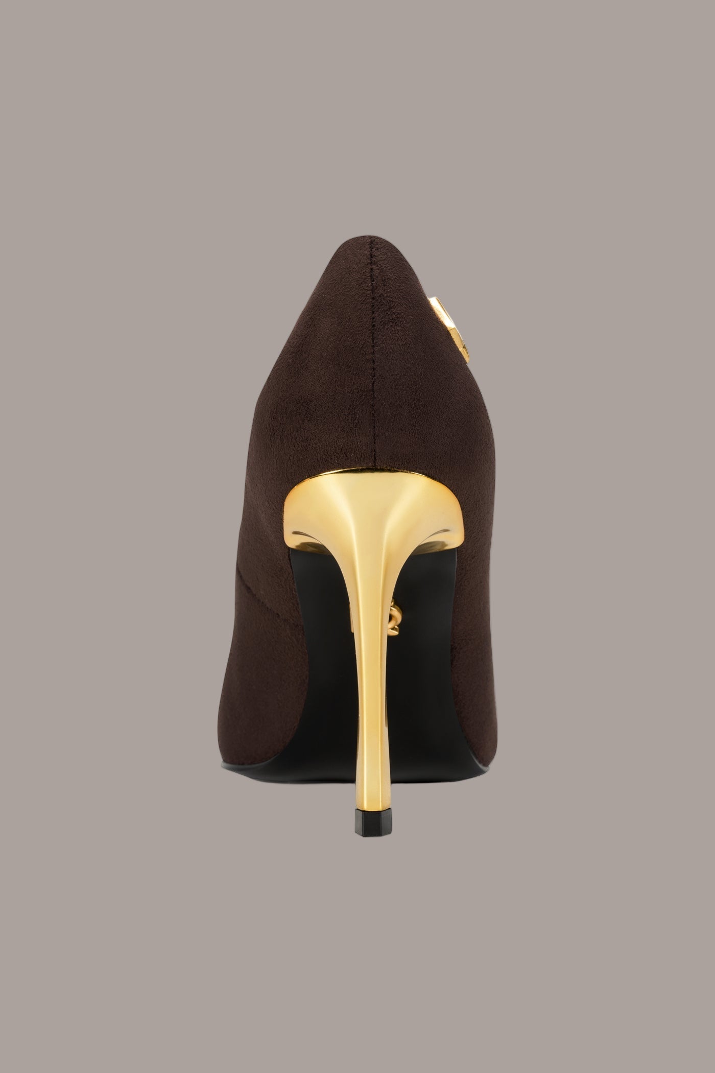 CHOCOLATE SAVITA LOGO-EMBELLISHED HIGH PUMP Donna Karan