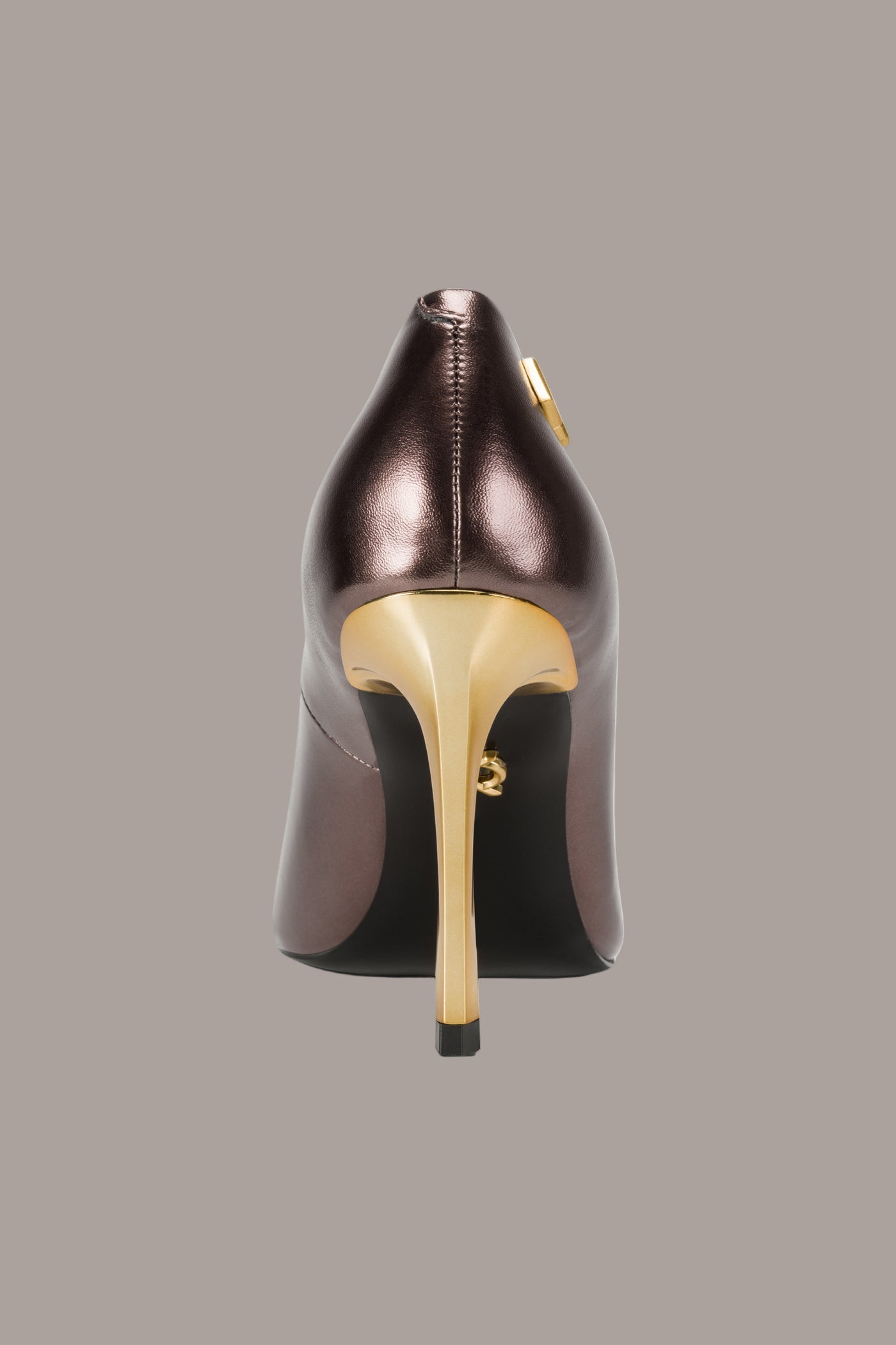 DARK COPPER SAVITA LOGO-EMBELLISHED HIGH PUMP Donna Karan