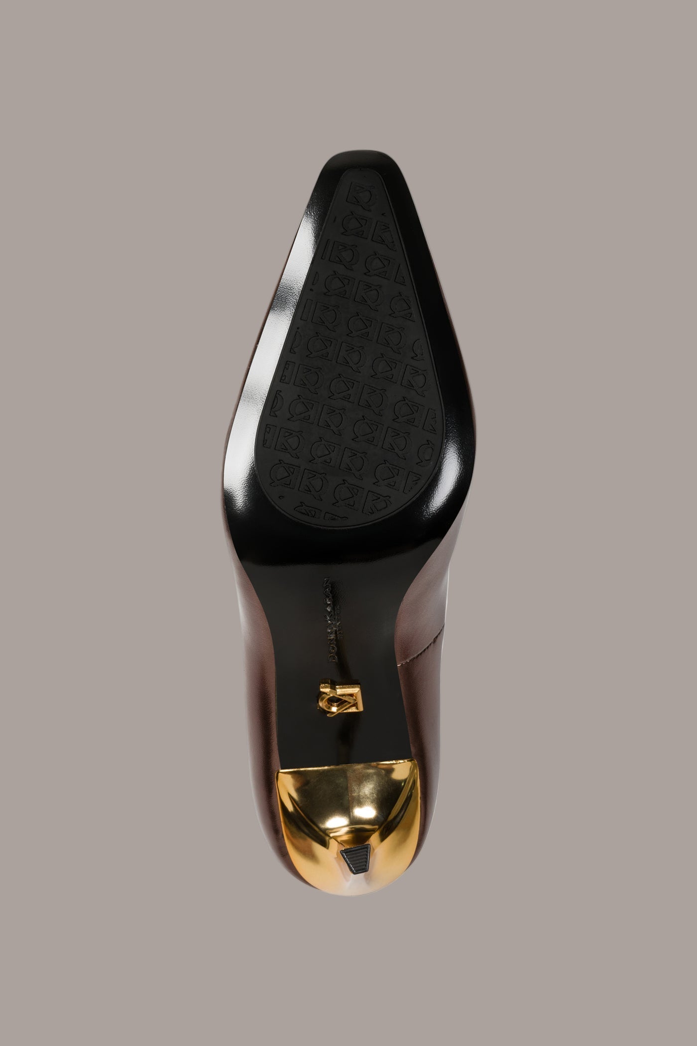 DARK COPPER SAVITA LOGO-EMBELLISHED HIGH PUMP Donna Karan