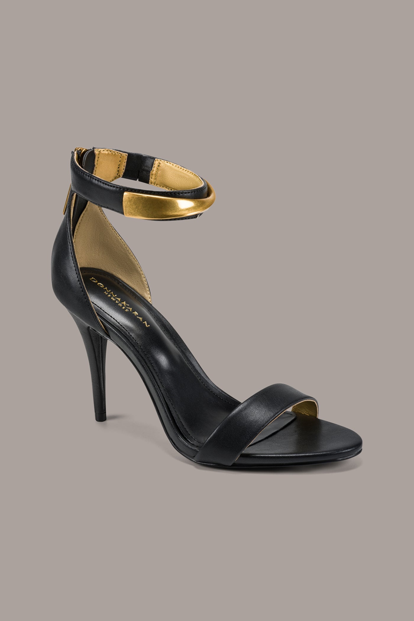 Black SABINA ANKLE STRAP SANDAL Donna Karan