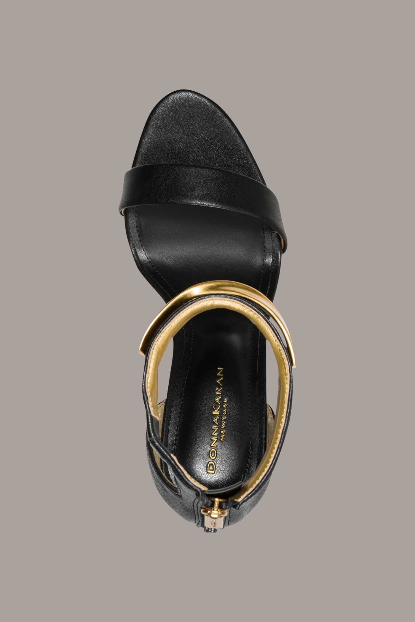 Black SABINA ANKLE STRAP SANDAL Donna Karan