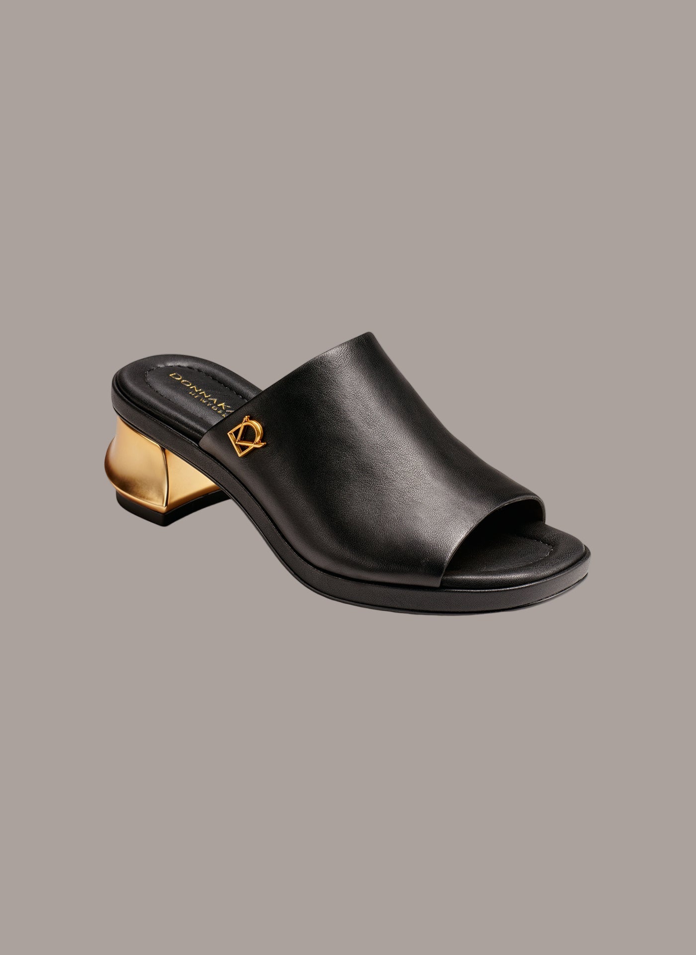 Black TINLEY LEATHER MULE SANDAL Donna Karan