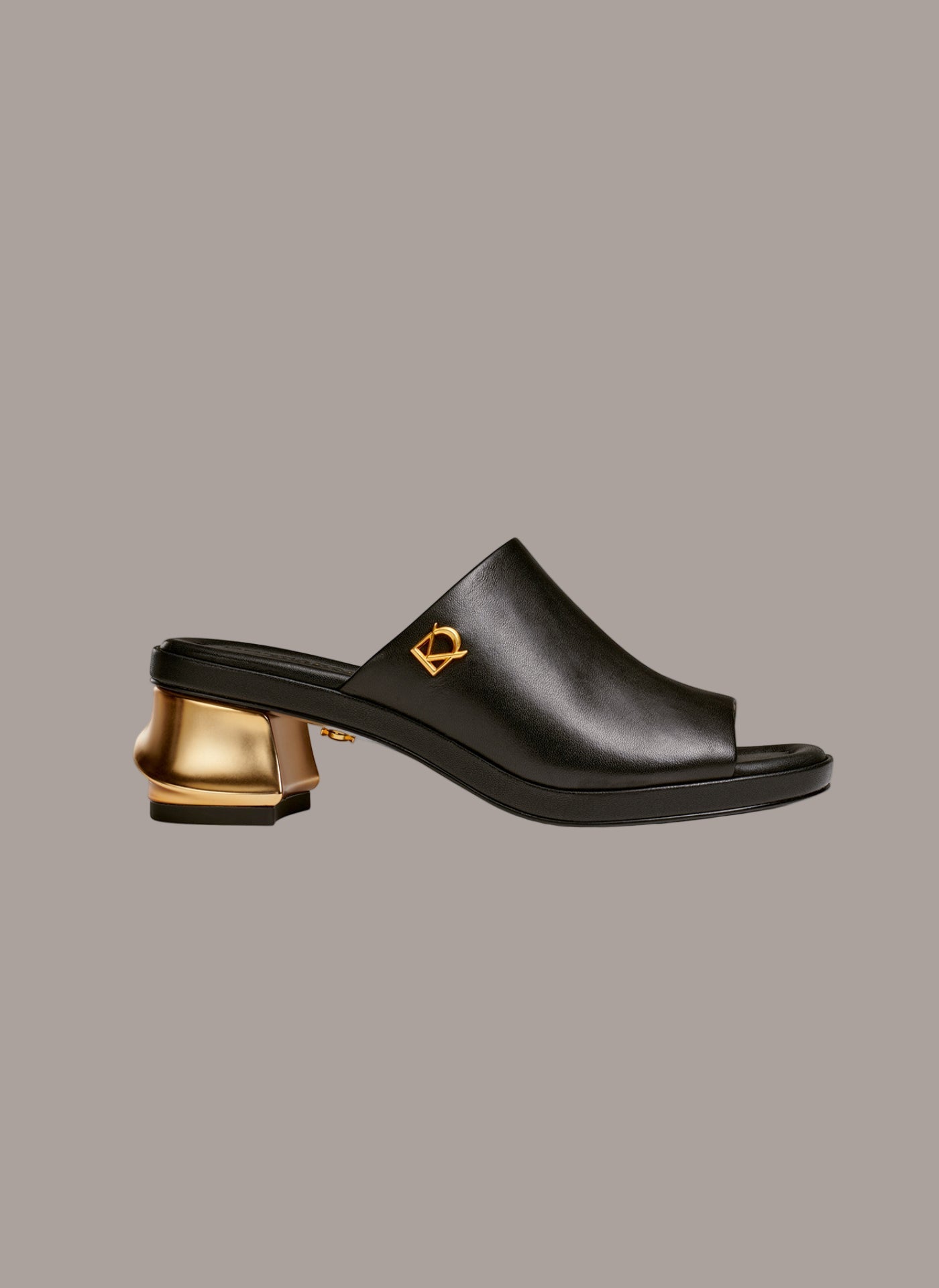 Black TINLEY LEATHER MULE SANDAL Donna Karan