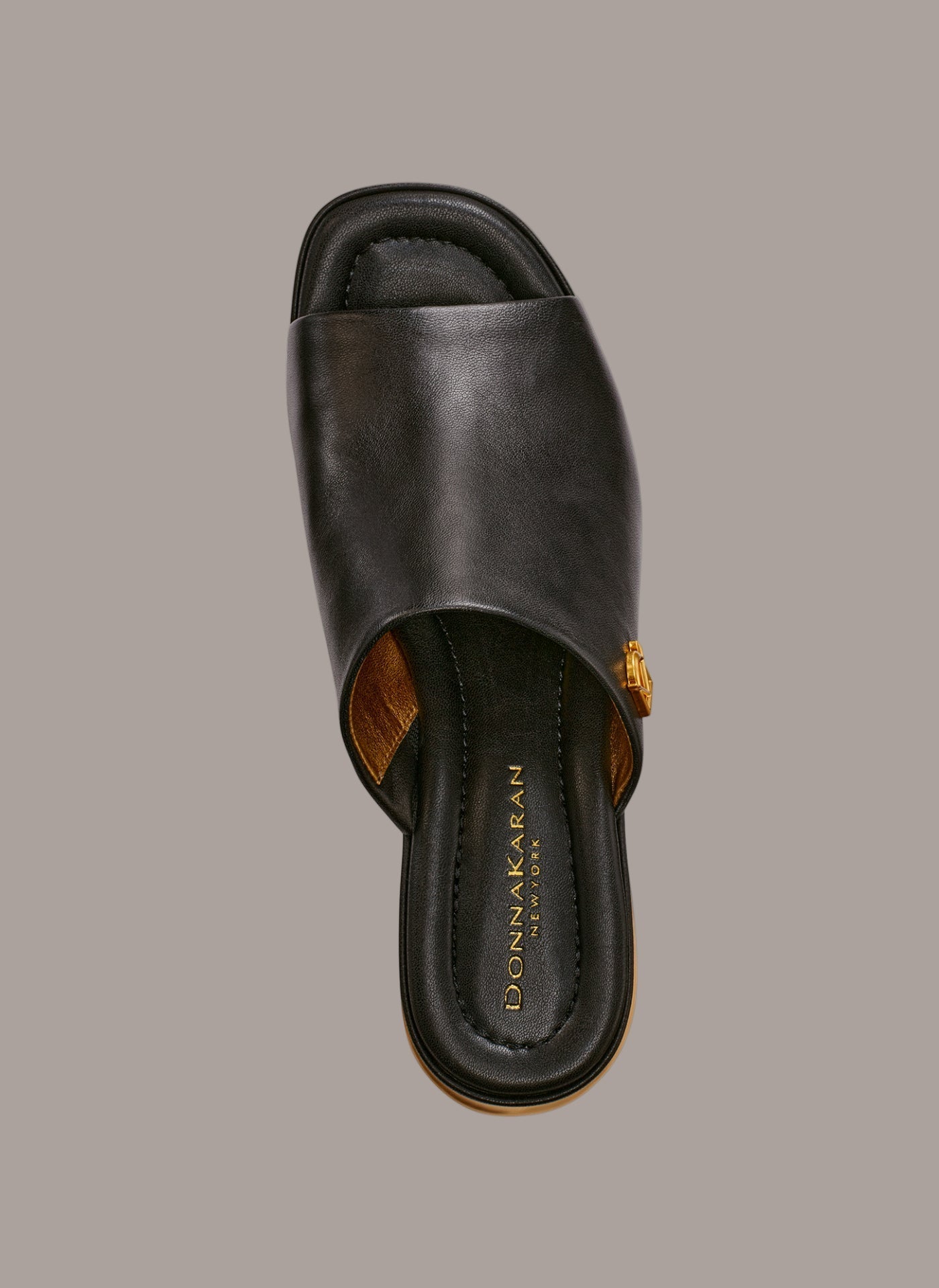 Black TINLEY LEATHER MULE SANDAL Donna Karan