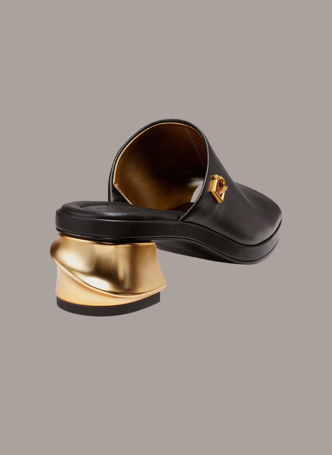 Black TINLEY LEATHER MULE SANDAL Donna Karan