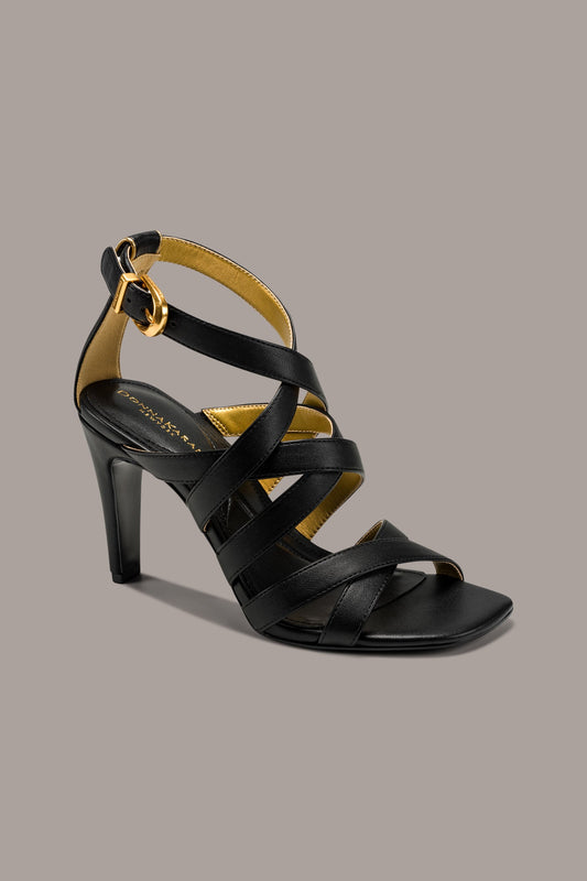 Black BRIARROSE ANKLE-STRAP SANDAL Donna Karan