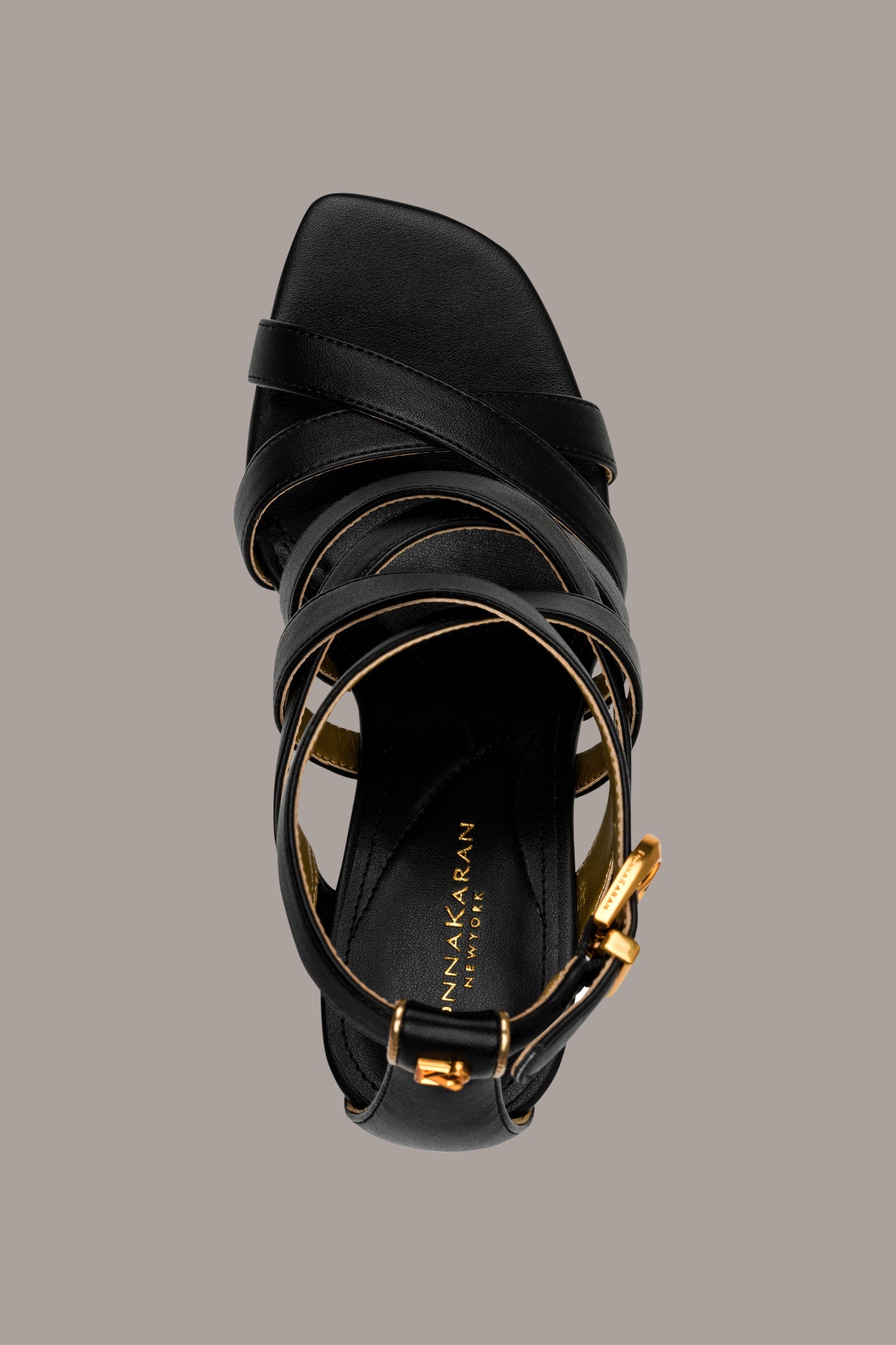 Black BRIARROSE ANKLE-STRAP SANDAL Donna Karan