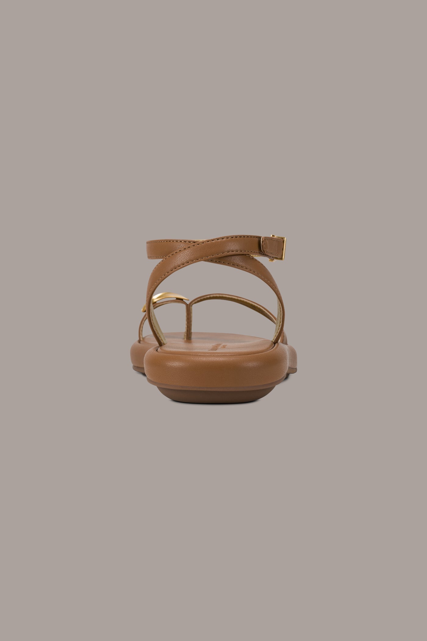 Tan TABITHA ANKLE STRAP FLAT SANDAL Donna Karan