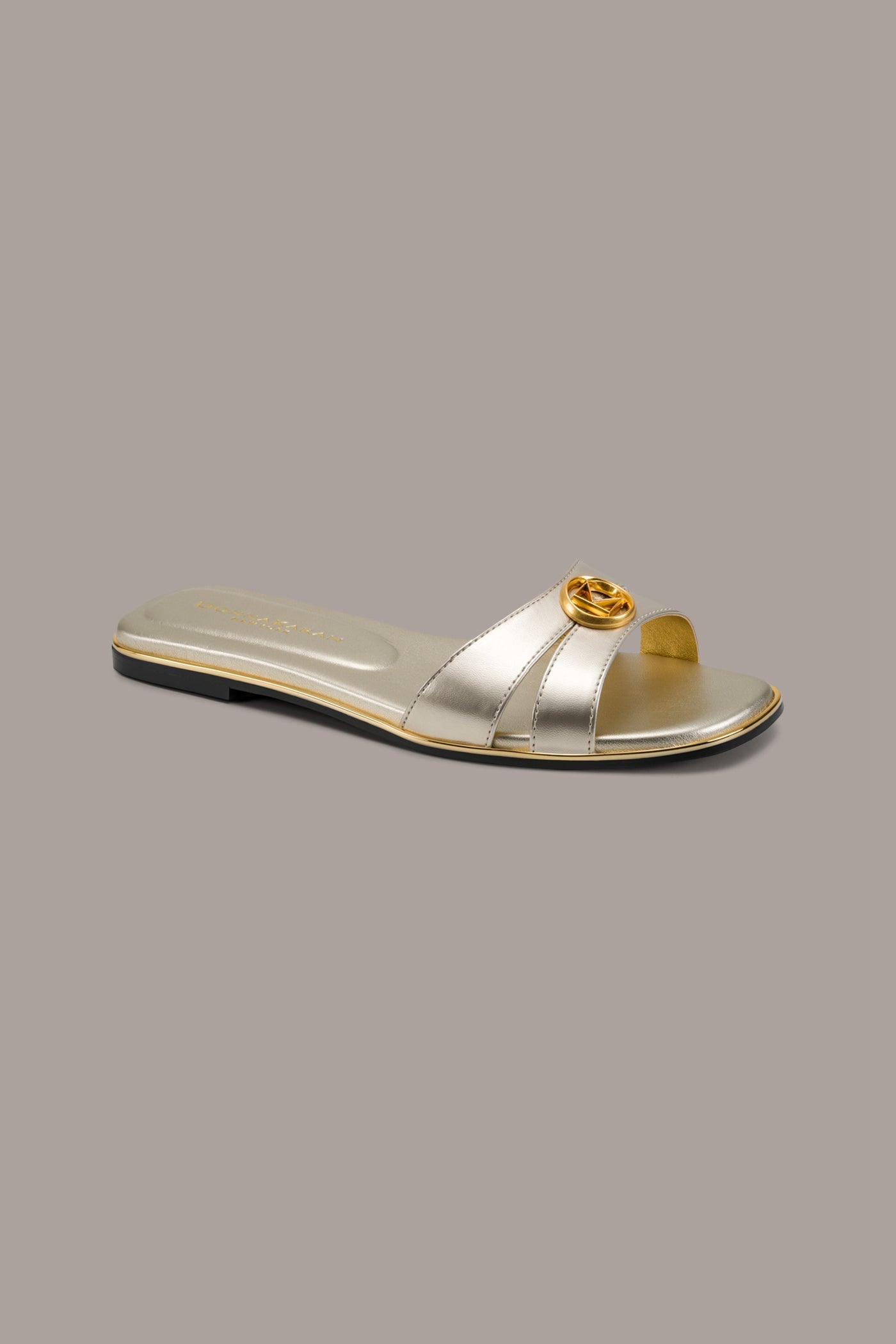 White Gold HALO SLIDE SANDAL Donna Karan