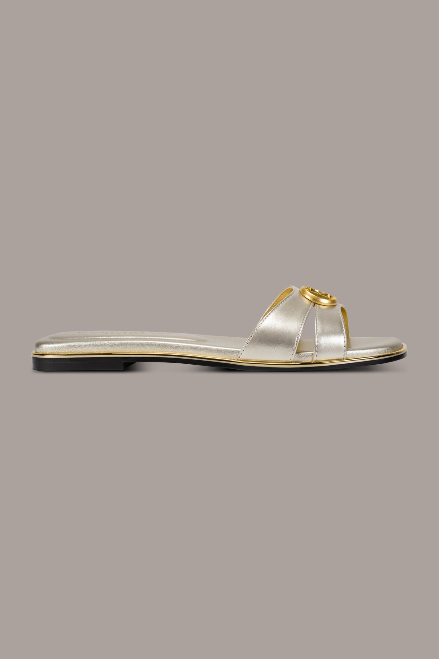 White Gold HALO SLIDE SANDAL Donna Karan