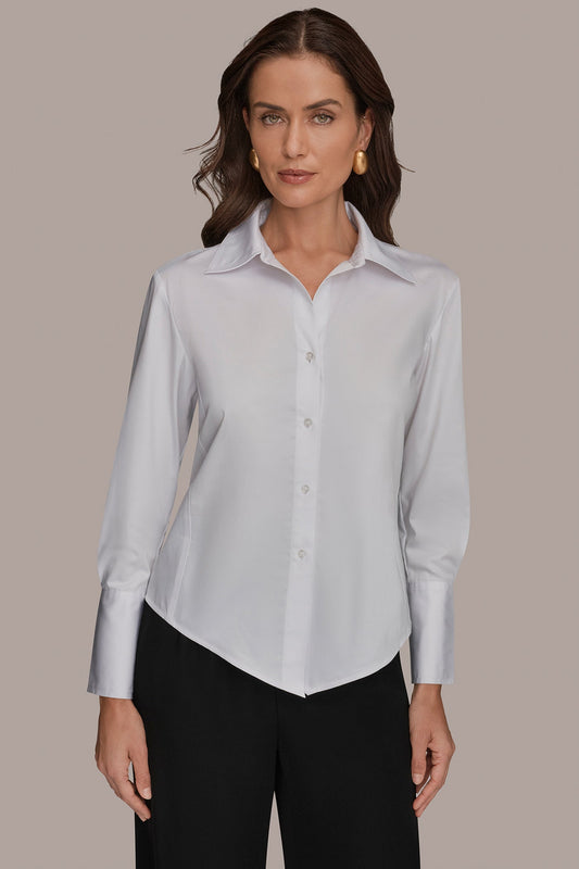 White CROPPED WOVEN BLOUSE Donna Karan