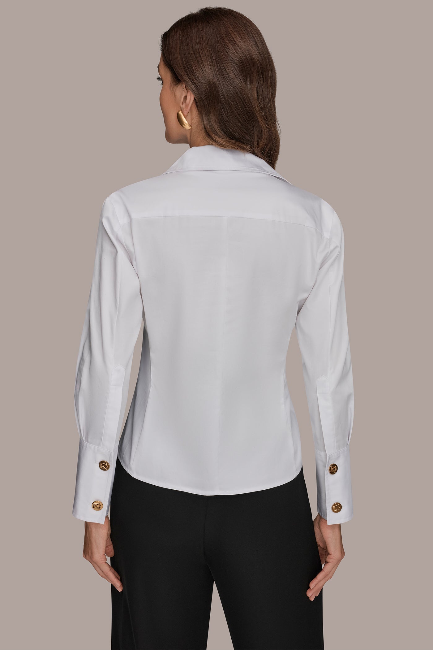 White CROPPED WOVEN BLOUSE Donna Karan
