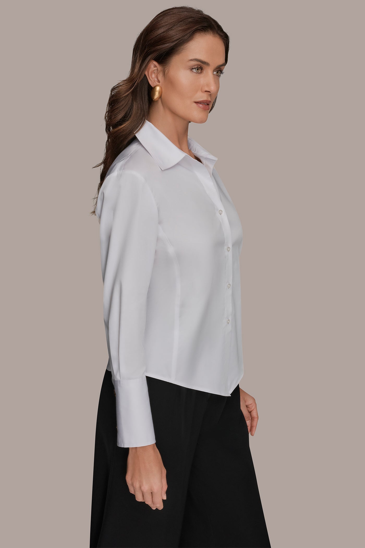 White CROPPED WOVEN BLOUSE Donna Karan