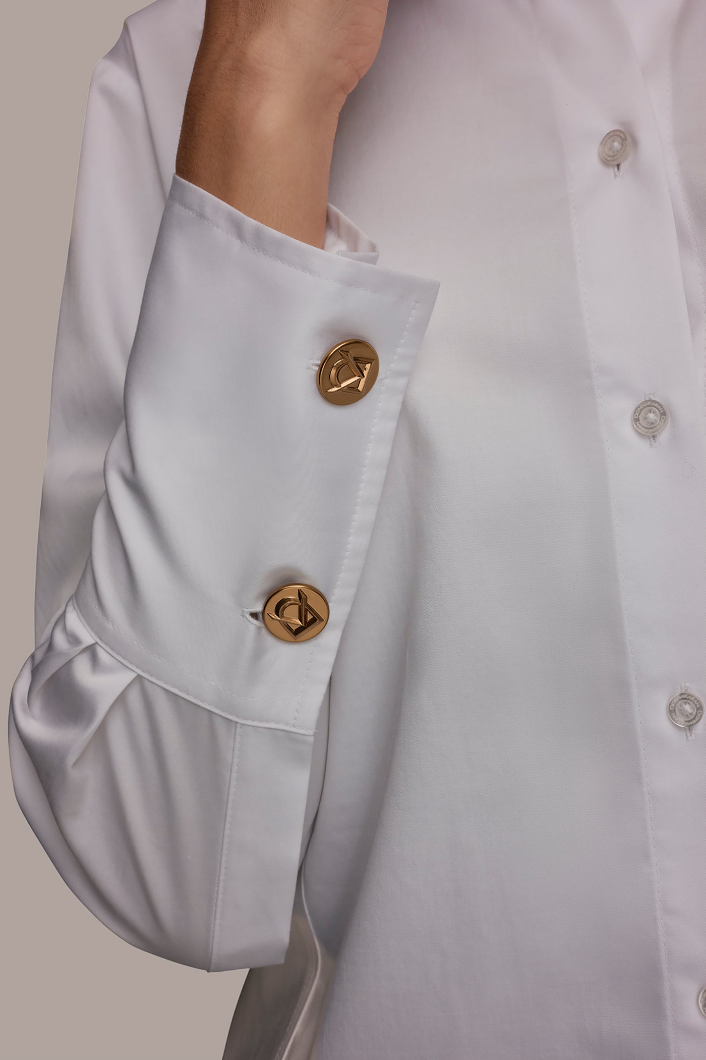 White CROPPED WOVEN BLOUSE Donna Karan