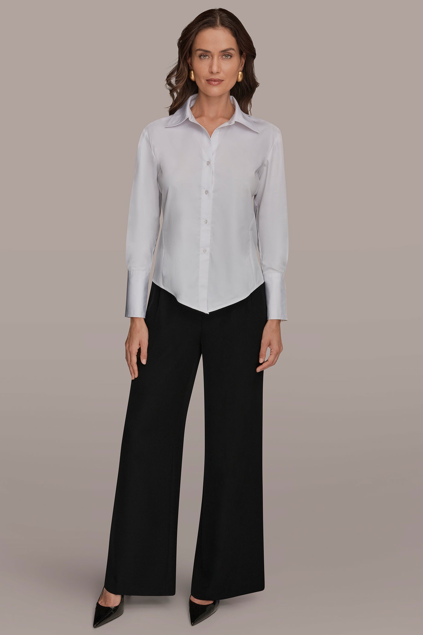 White CROPPED WOVEN BLOUSE Donna Karan
