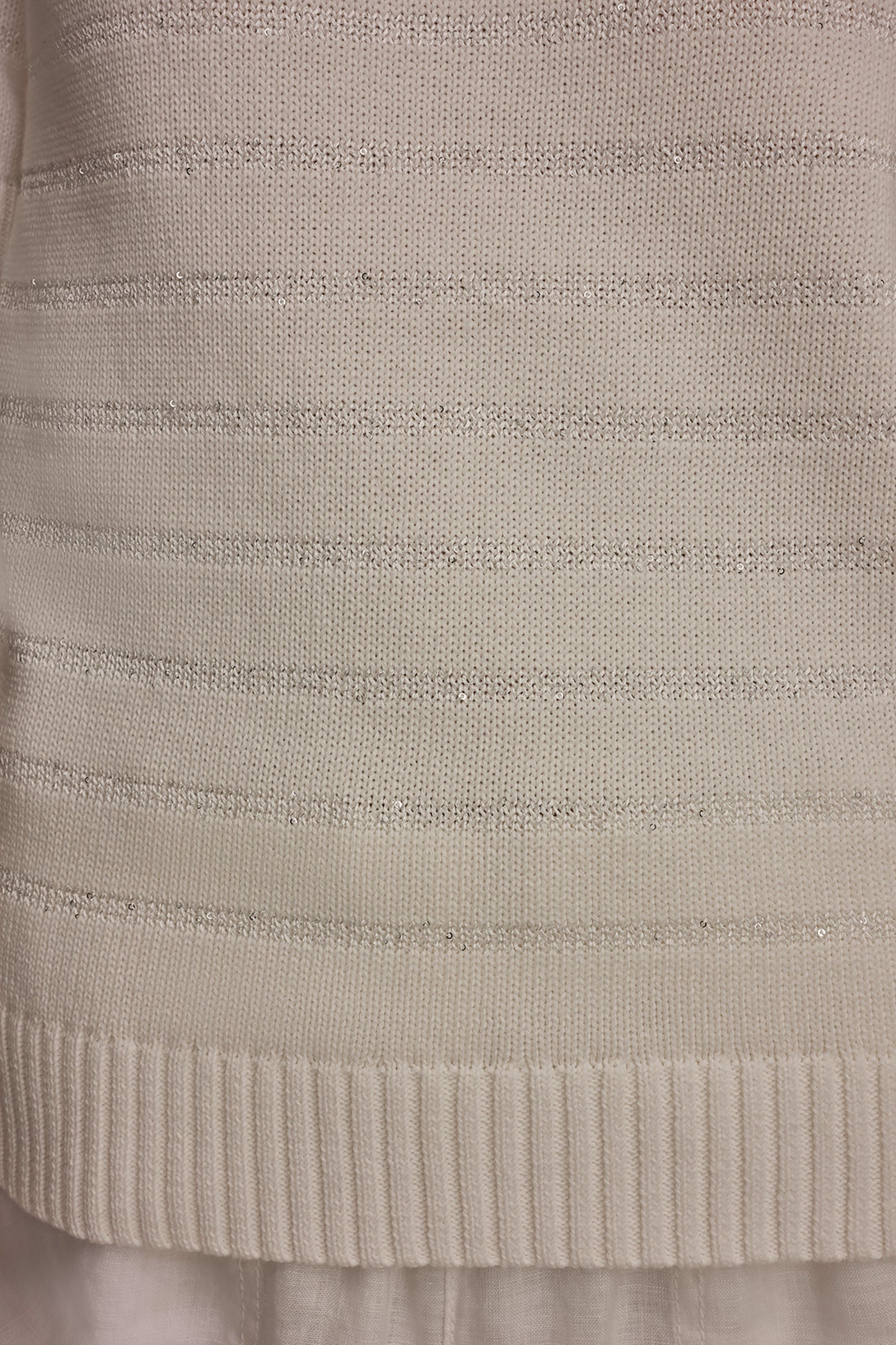 Cream SEQUIN STRIPE SWEATER Donna Karan
