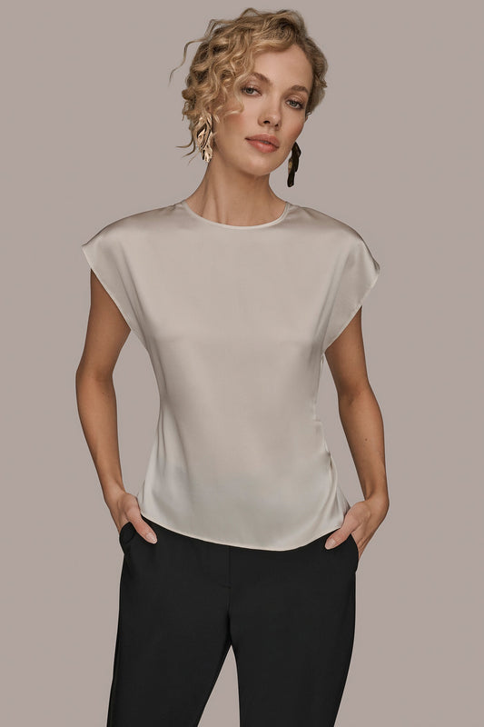Cream CAP SLEEVE BLOUSE Donna Karan
