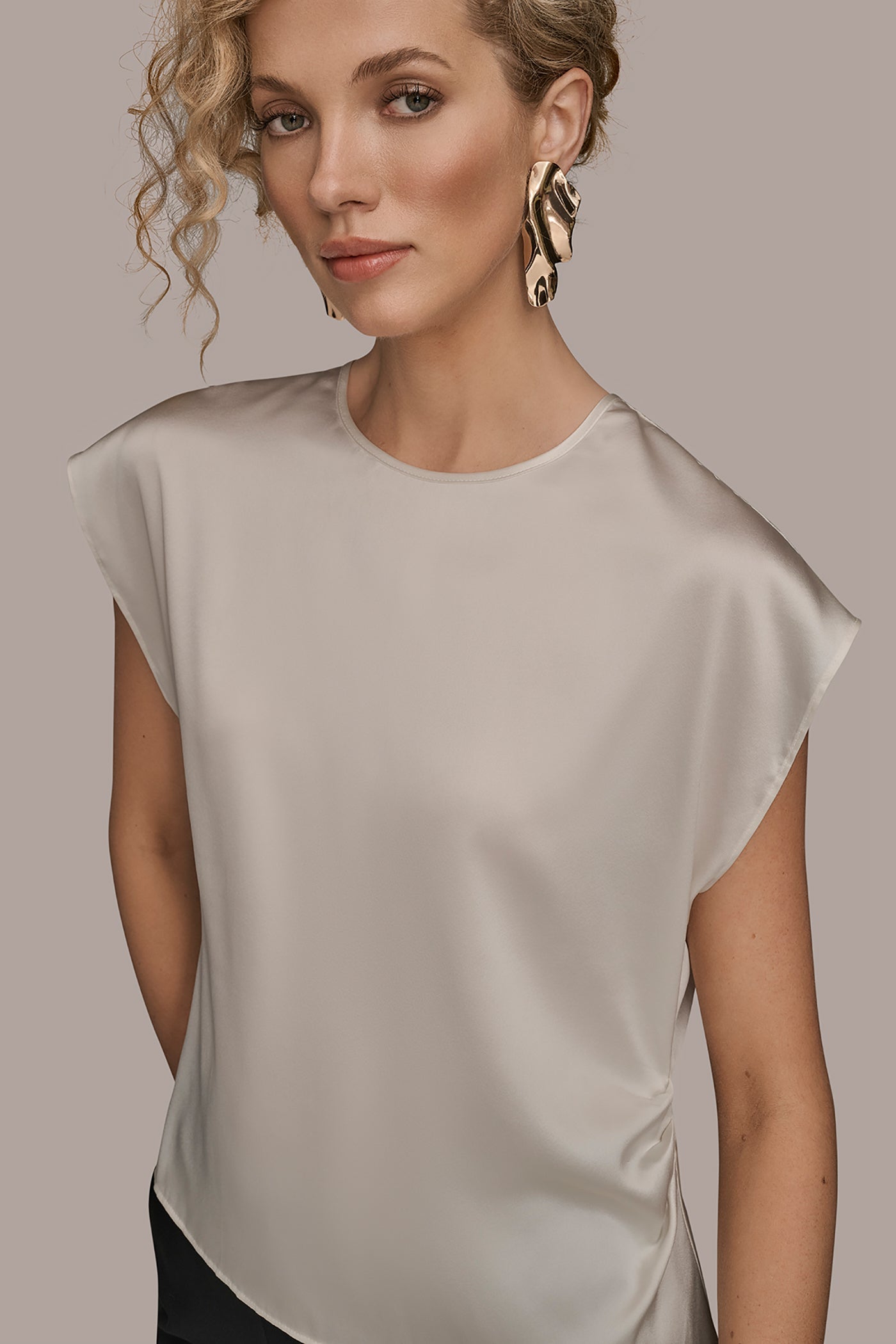 Cream CAP SLEEVE BLOUSE Donna Karan