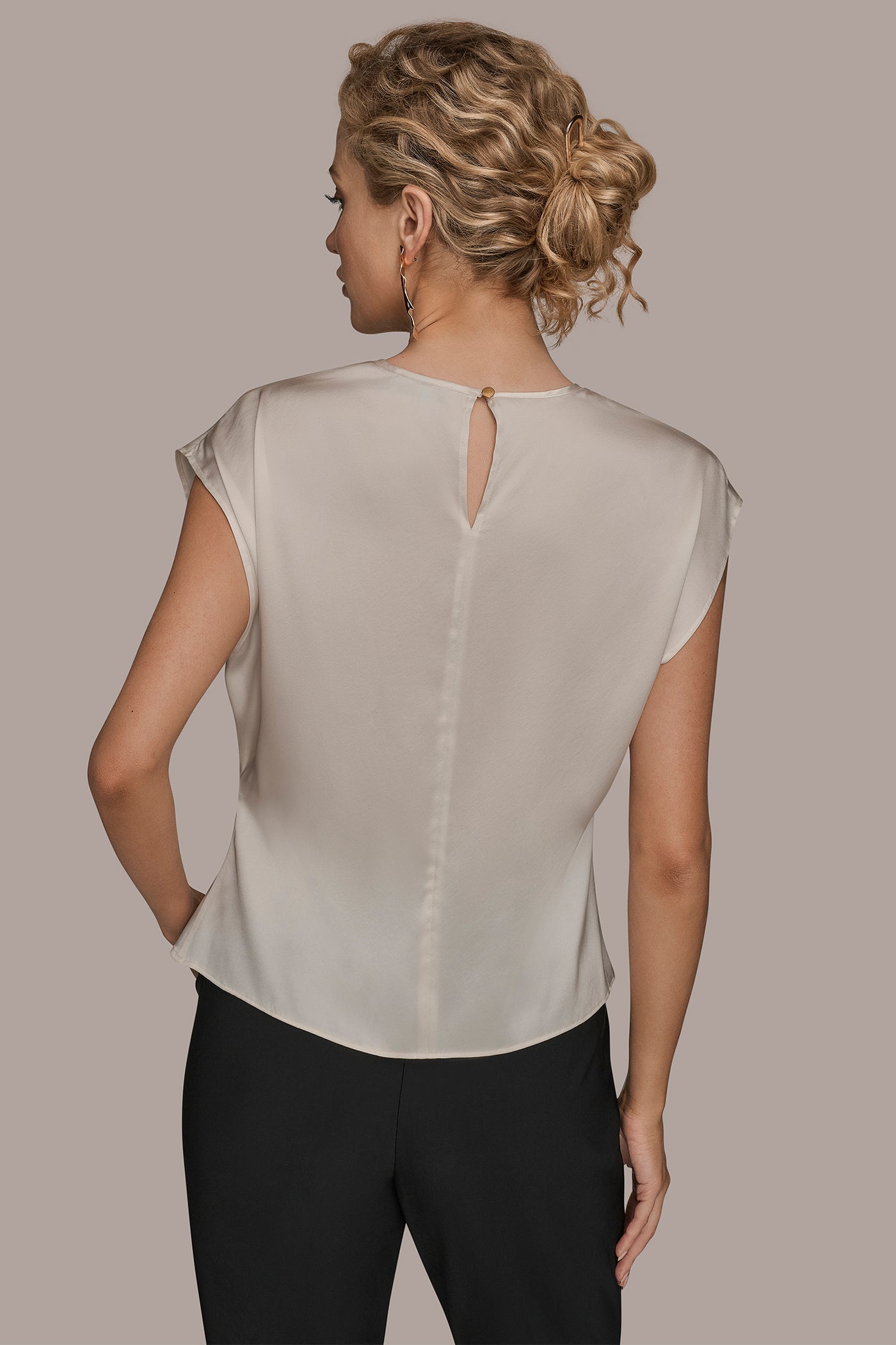 Cream CAP SLEEVE BLOUSE Donna Karan