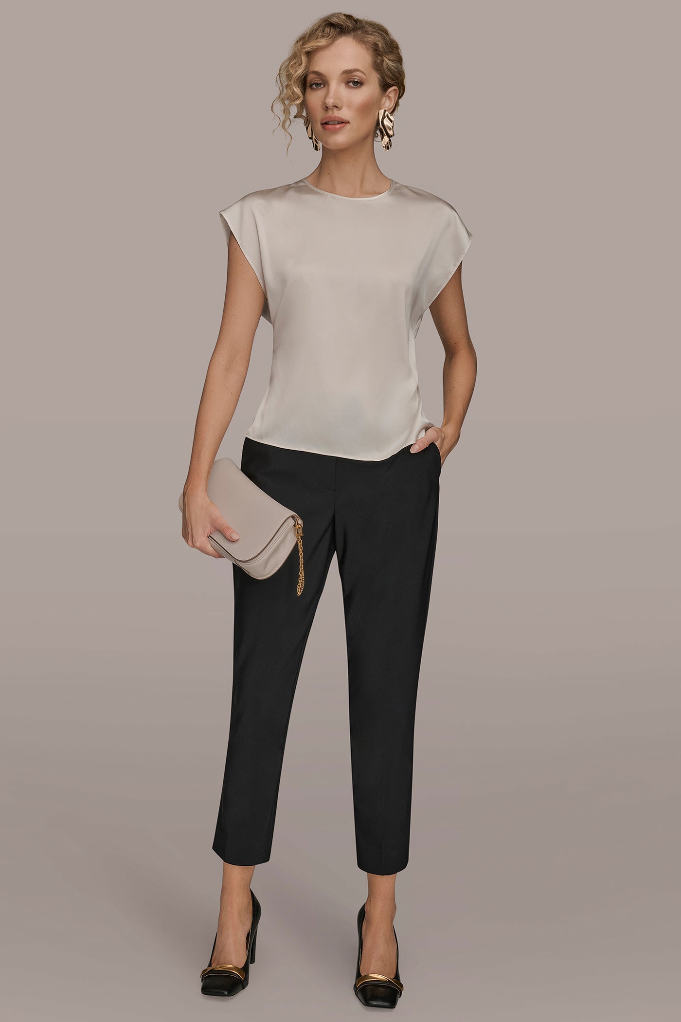 Cream CAP SLEEVE BLOUSE Donna Karan