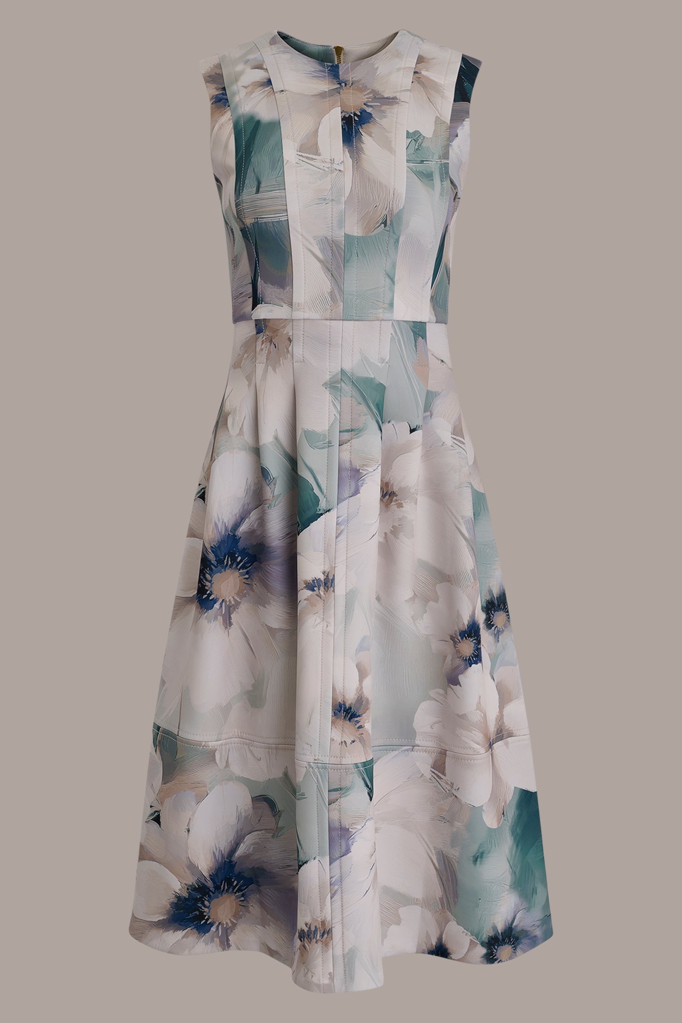LAUREL MULTI FLORAL SLEEVELESS MIDI DRESS Donna Karan
