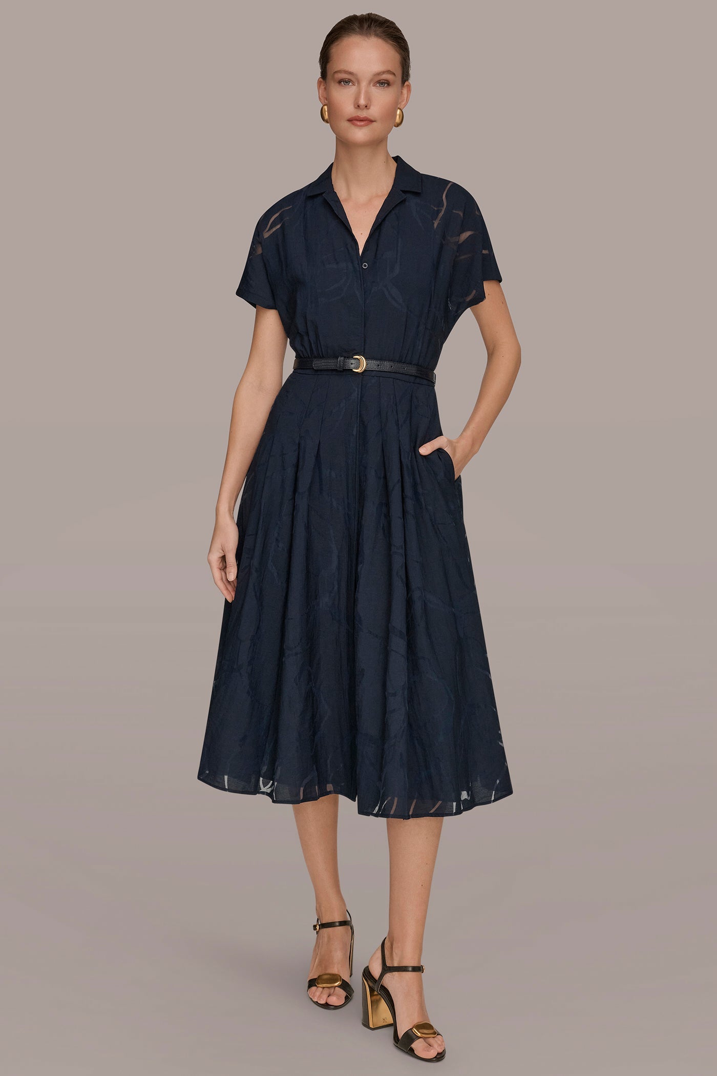 Nightfall SHORT-SLEEVE SHIRT DRESS Donna Karan