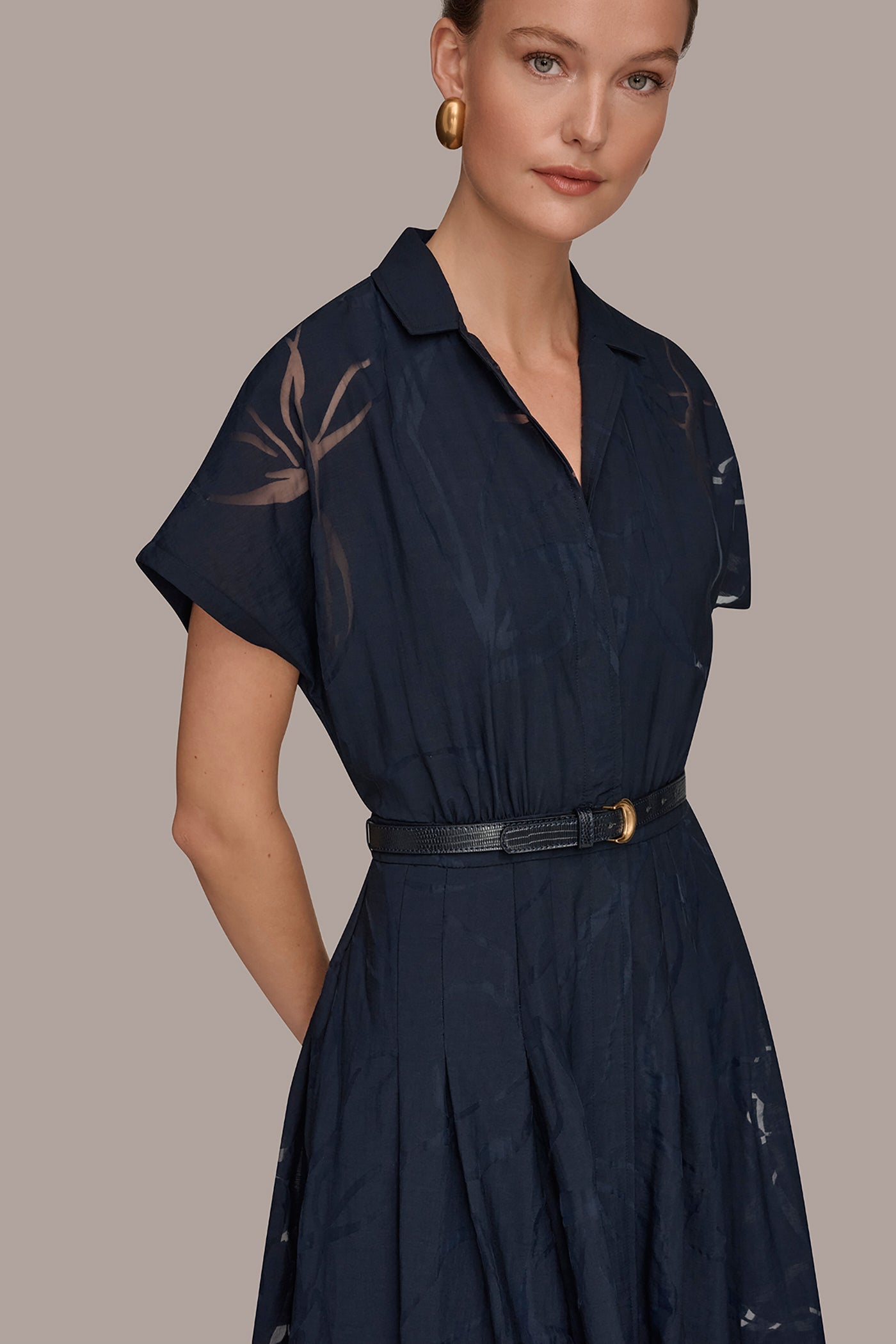 Nightfall SHORT-SLEEVE SHIRT DRESS Donna Karan