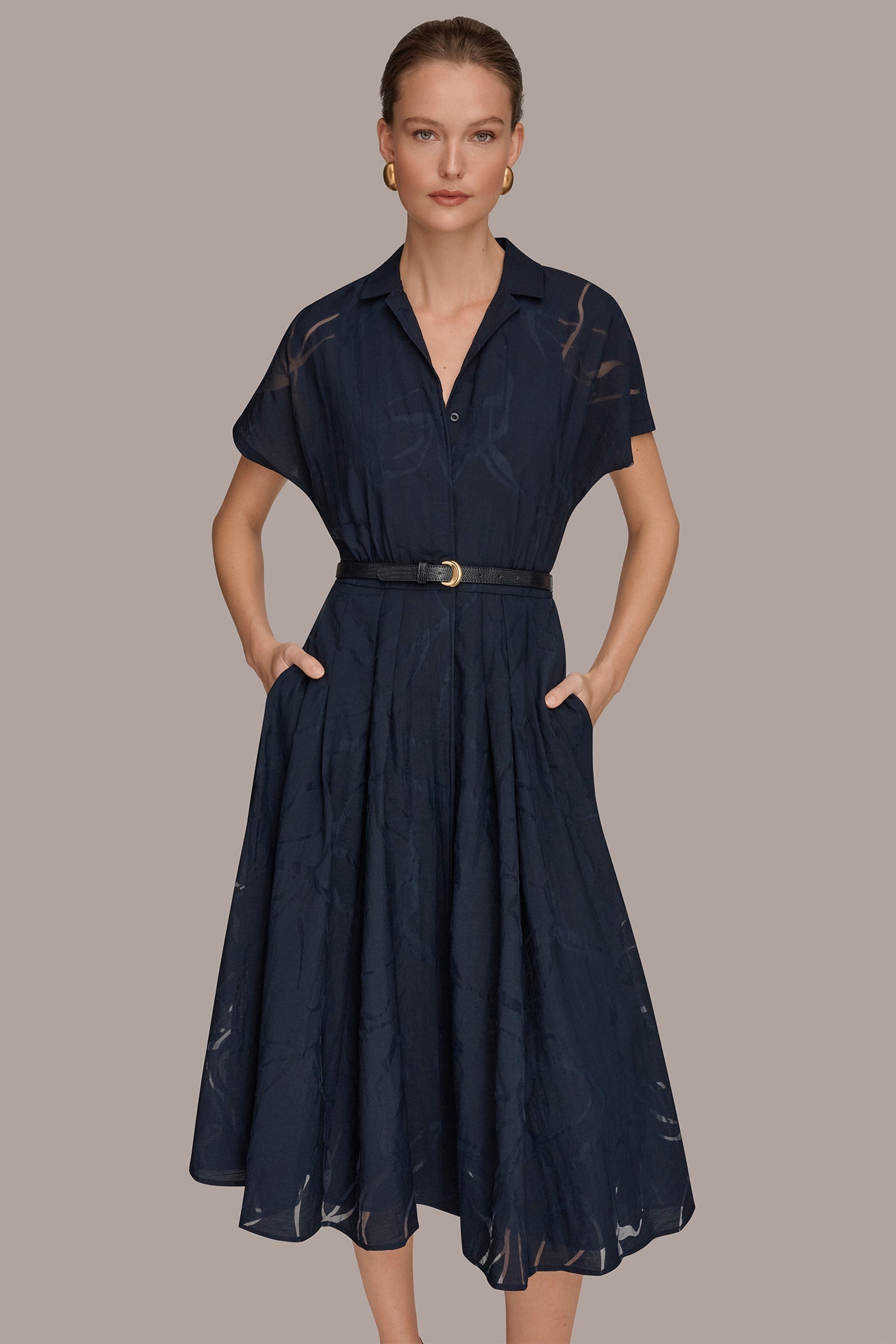 Nightfall SHORT-SLEEVE SHIRT DRESS Donna Karan
