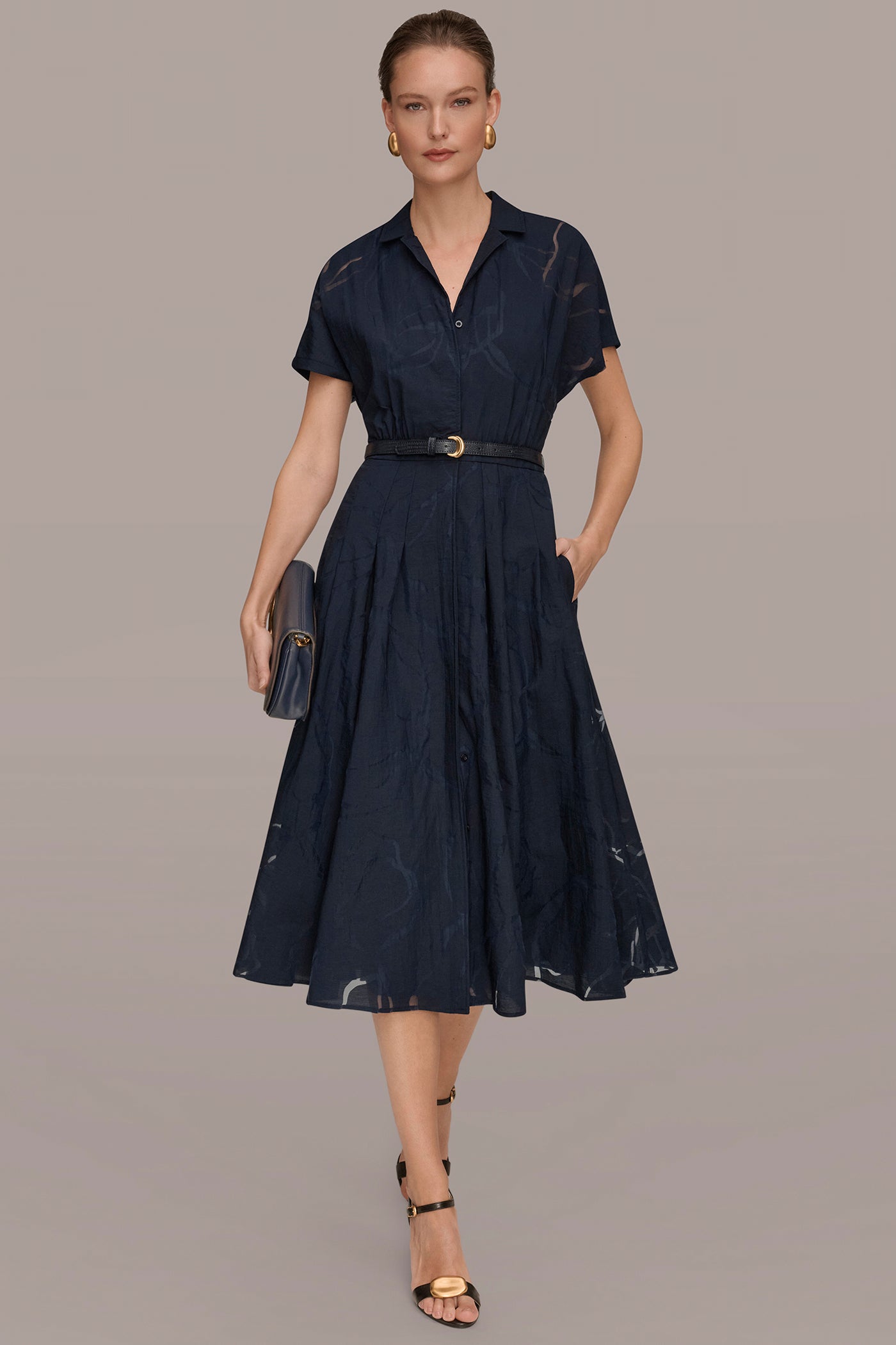 Nightfall SHORT-SLEEVE SHIRT DRESS Donna Karan
