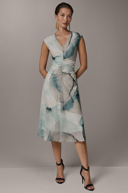 Skylight Multi CHIFFON STRIPE MIDI SHIFT DRESS Donna Karan