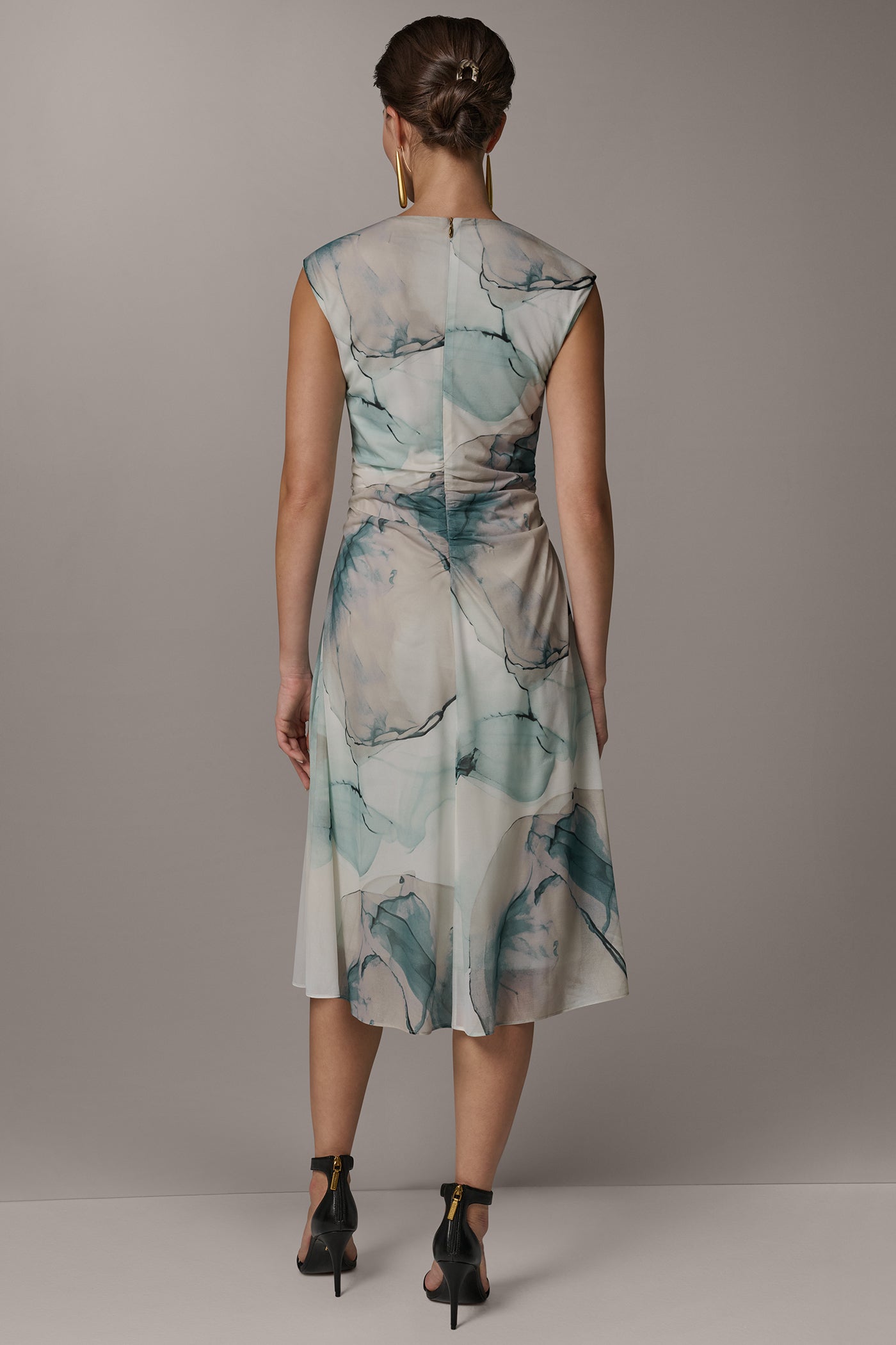 Skylight Multi CHIFFON STRIPE MIDI SHIFT DRESS Donna Karan