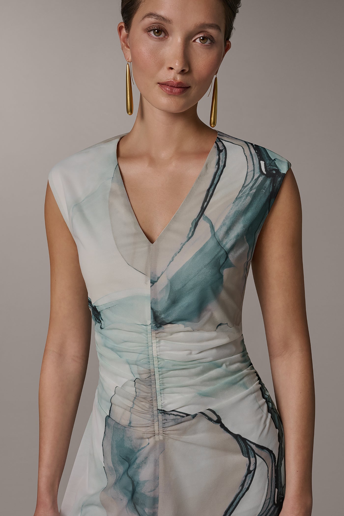 Skylight Multi CHIFFON STRIPE MIDI SHIFT DRESS Donna Karan